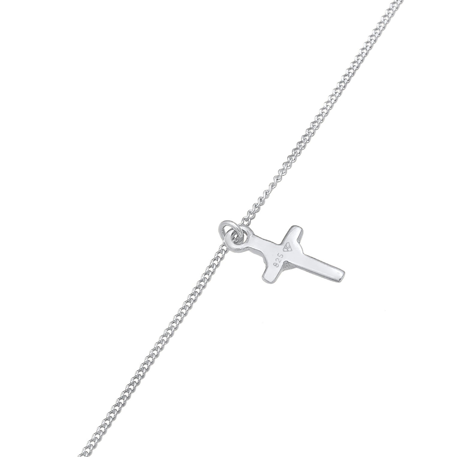 Silber - Elli | Choker Kreuz | Kristall (Weiß) | 925er Sterling Silber