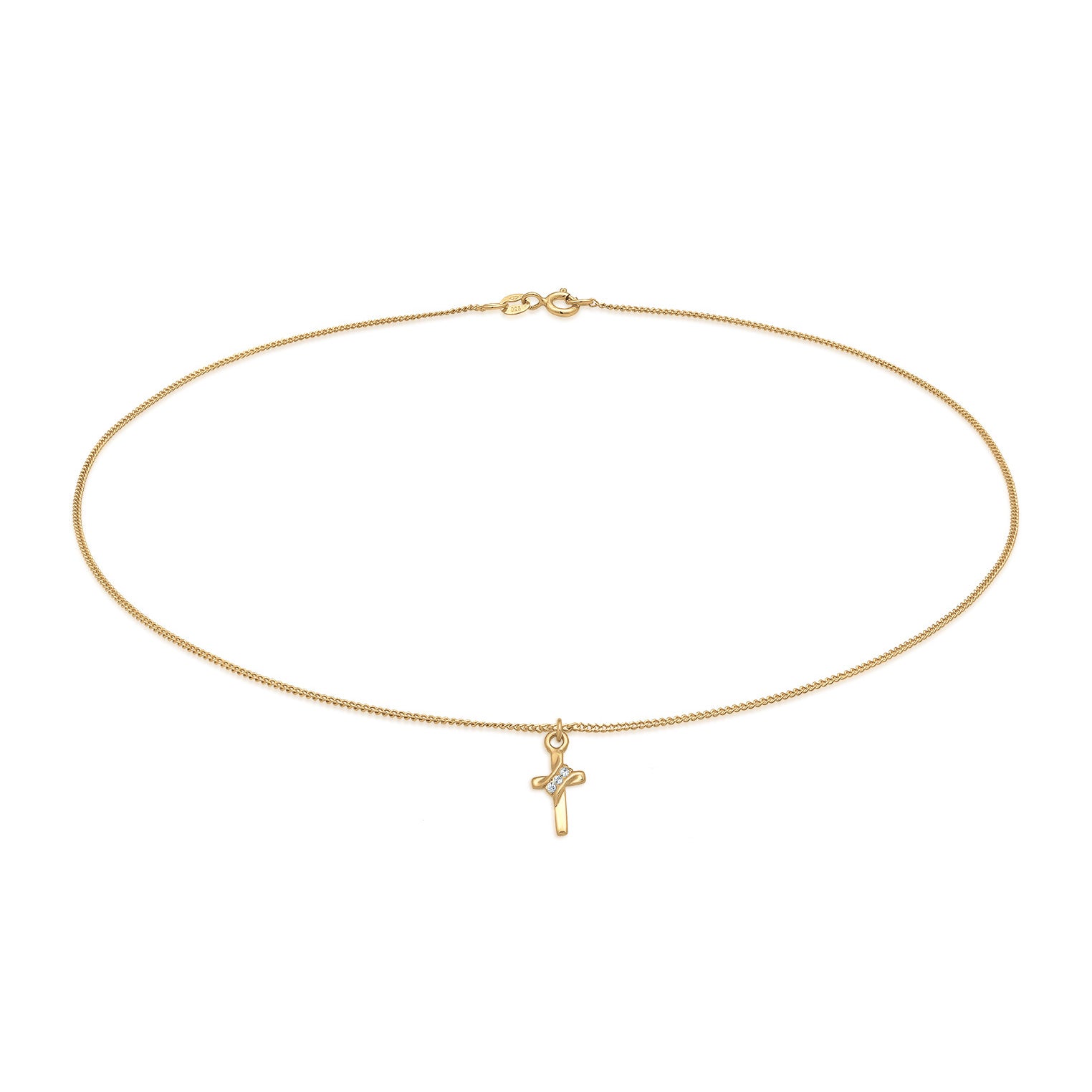 Gold - Elli | Choker Kreuz | Mit Kristallen von Swarovski® (Weiß) | 925er Sterling Silber Vergoldet