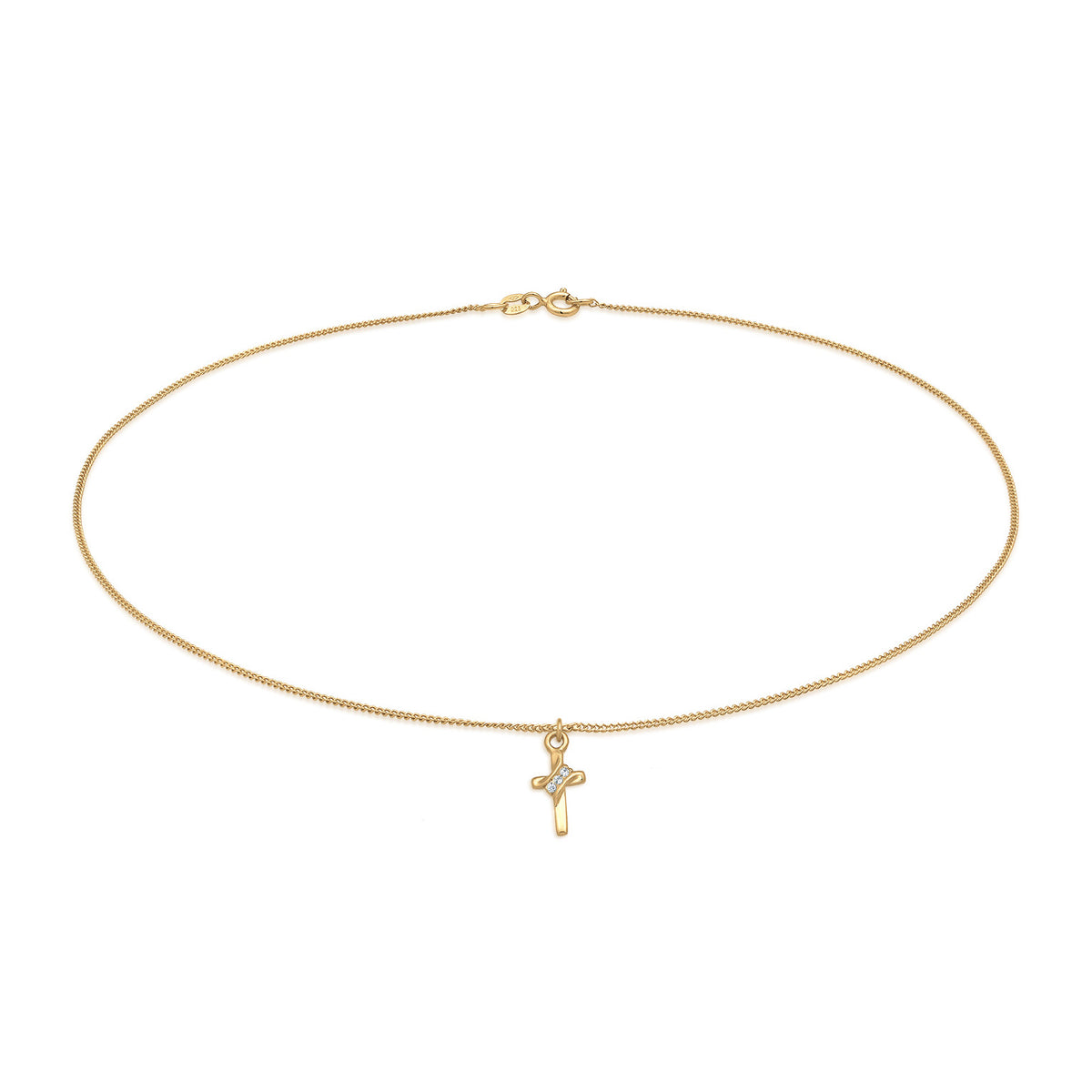 Gold - Elli | Choker Kreuz | Mit Kristallen von Swarovski® (Weiß) | 925er Sterling Silber Vergoldet