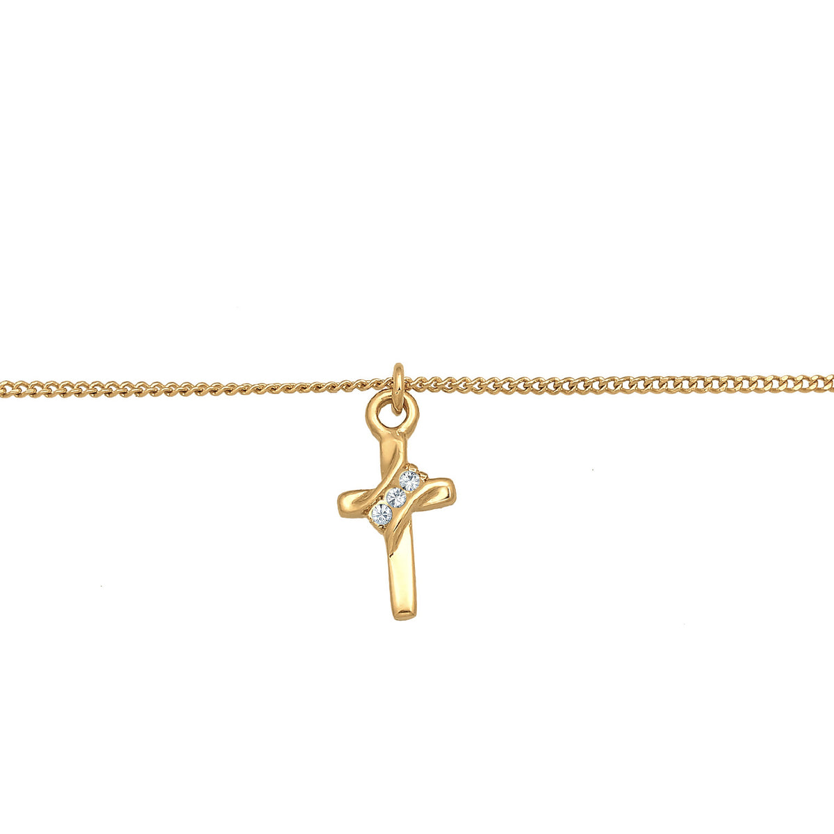 Gold - Elli | Choker Kreuz | Mit Kristallen von Swarovski® (Weiß) | 925er Sterling Silber Vergoldet