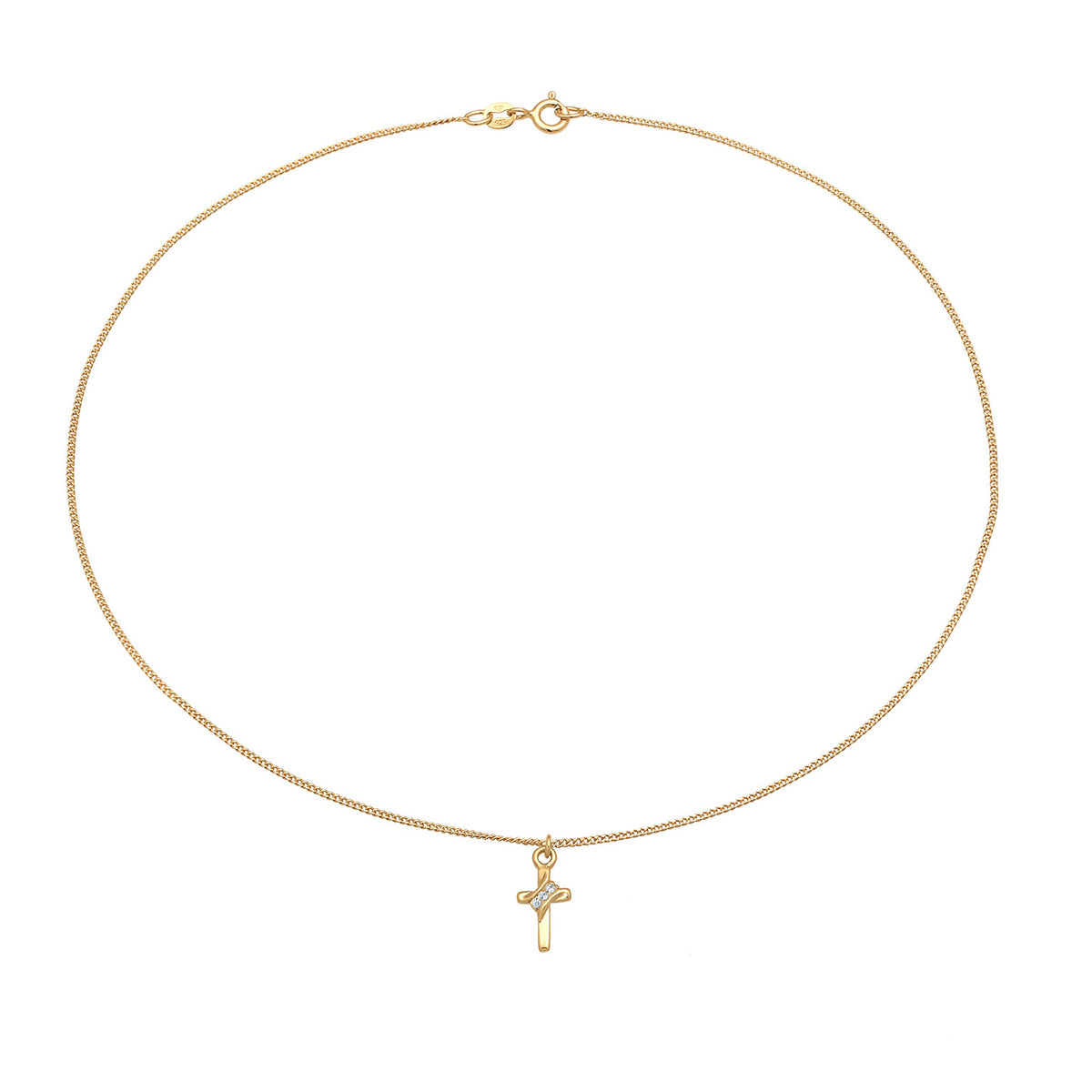 Gold - Elli | Choker Kreuz | Mit Kristallen von Swarovski® (Weiß) | 925er Sterling Silber Vergoldet