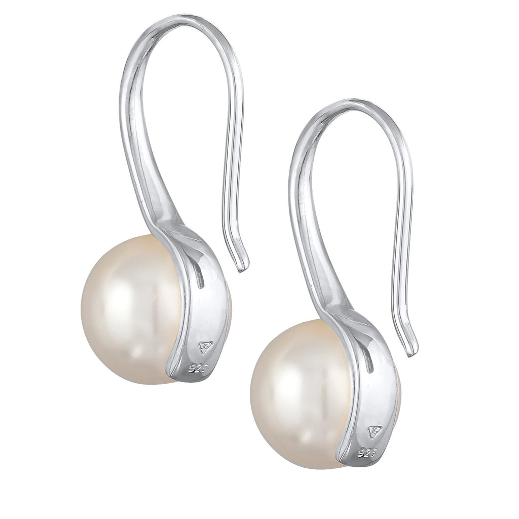 Silber - Nenalina | Ohrhänger Fischhaken Perle | 925er Sterling Silber
