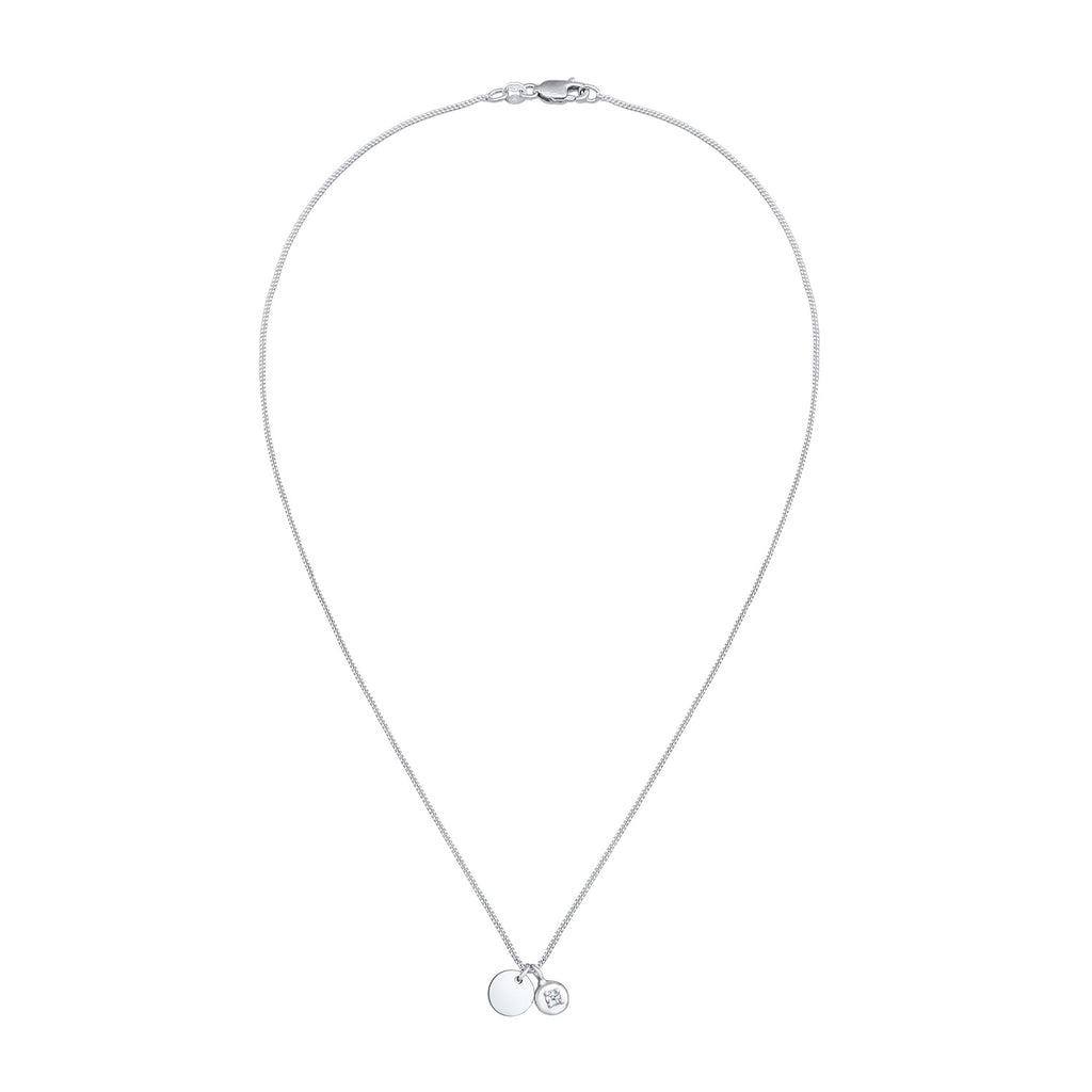 Silber - Elli DIAMONDS | Plättchen Diamant Solitär Rund 925 Silber