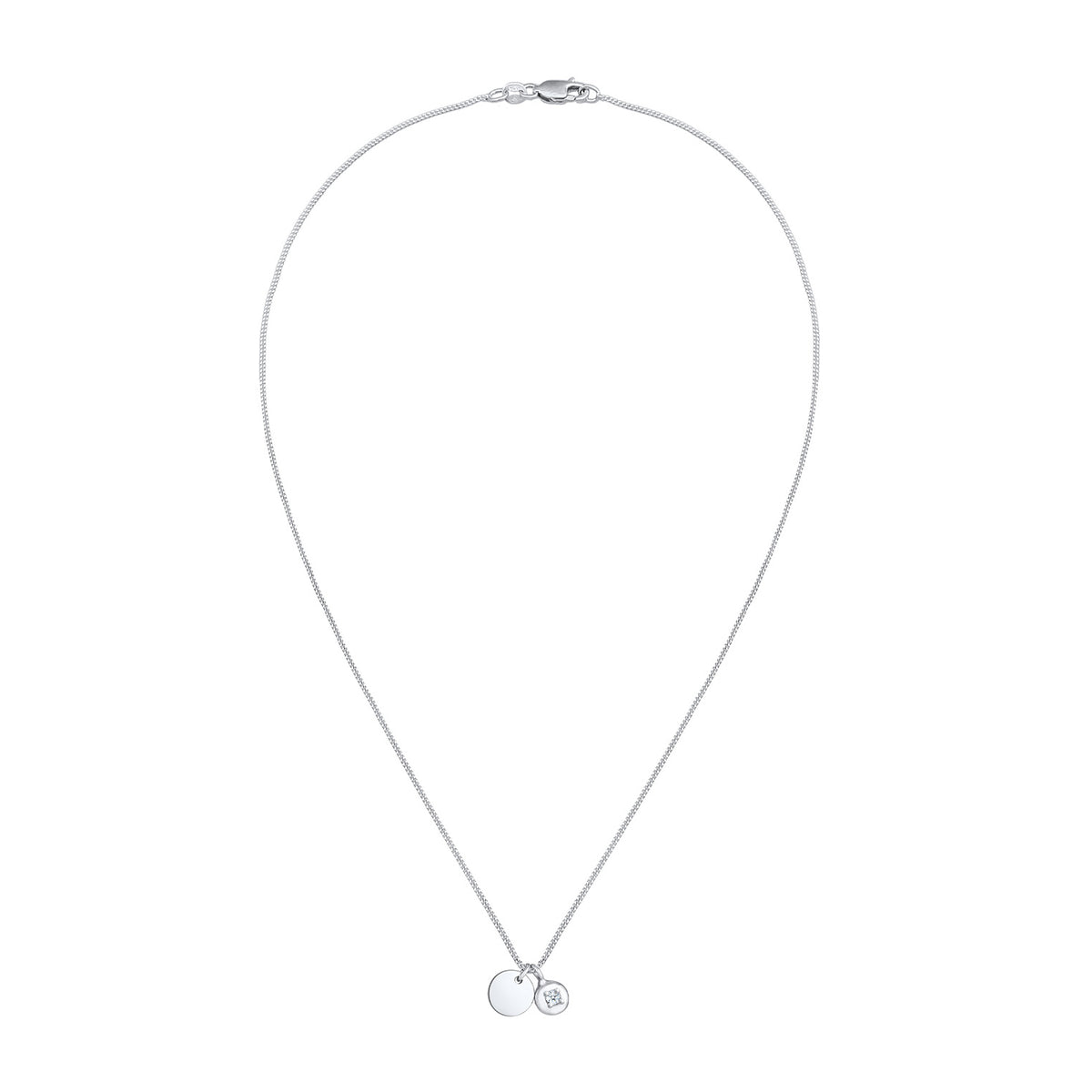 Silber - Elli DIAMONDS | Plättchen Diamant Solitär Rund 925 Silber