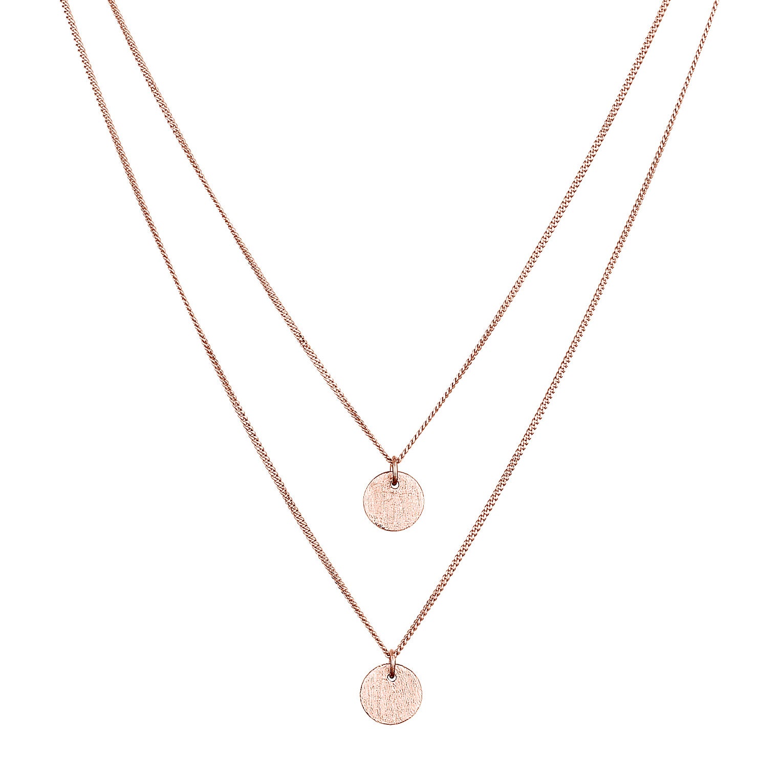 Roségold - Elli | Layer-Halskette Plättchen | 925er Sterling Silber rosévergoldet