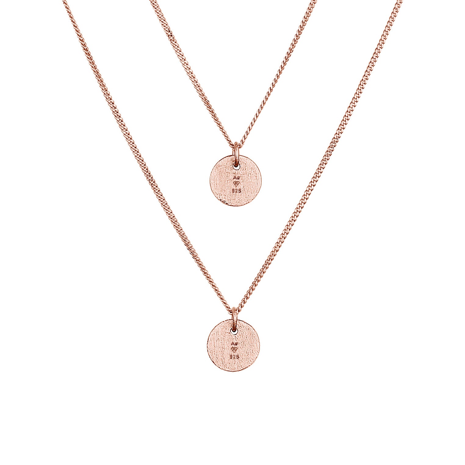 Roségold - Elli | Layer-Halskette Plättchen | 925er Sterling Silber rosévergoldet