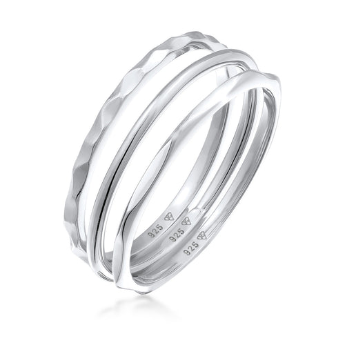 Silber - Elli | Bandring 3er Set | 925er Sterling Silber