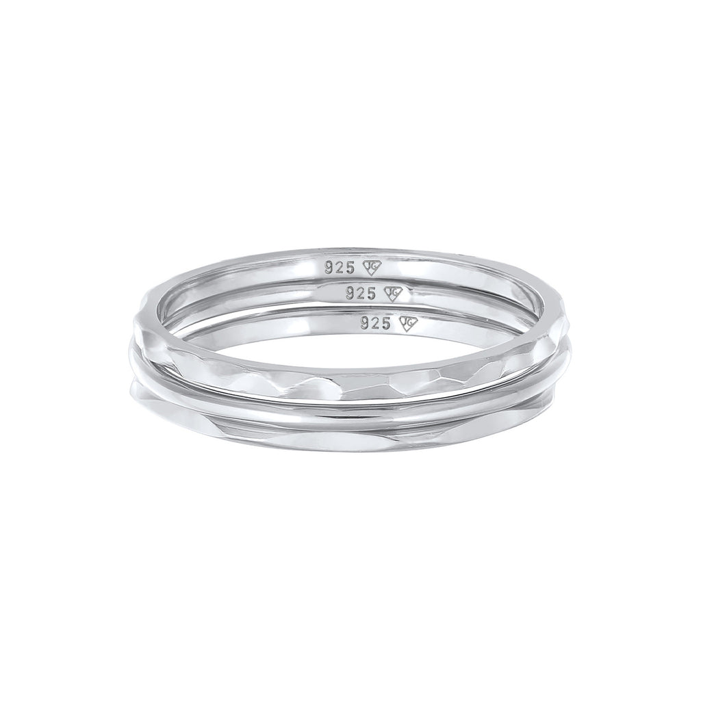 Silber - Elli | Bandring 3er Set | 925er Sterling Silber