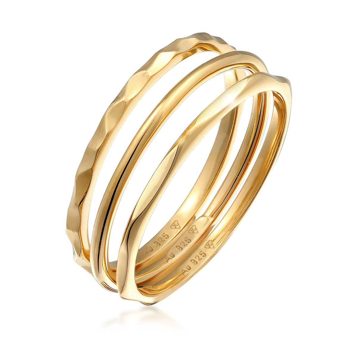 Gold - Elli | Bandring 3er Set | 925er Sterling Silber