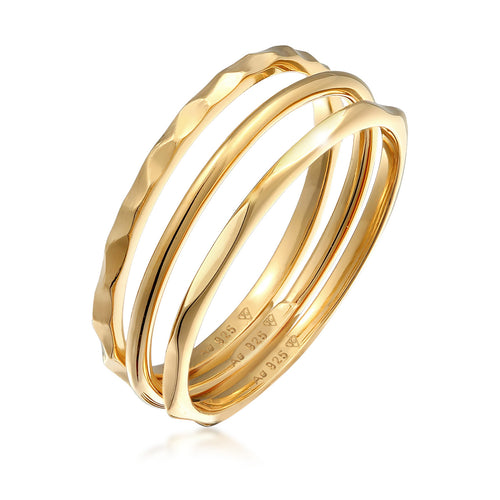 Gold - Elli | Bandring 3er Set | 925er Sterling Silber