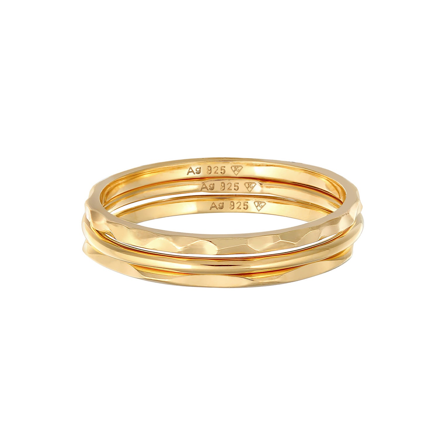 Gold - Elli | Bandring 3er Set | 925er Sterling Silber