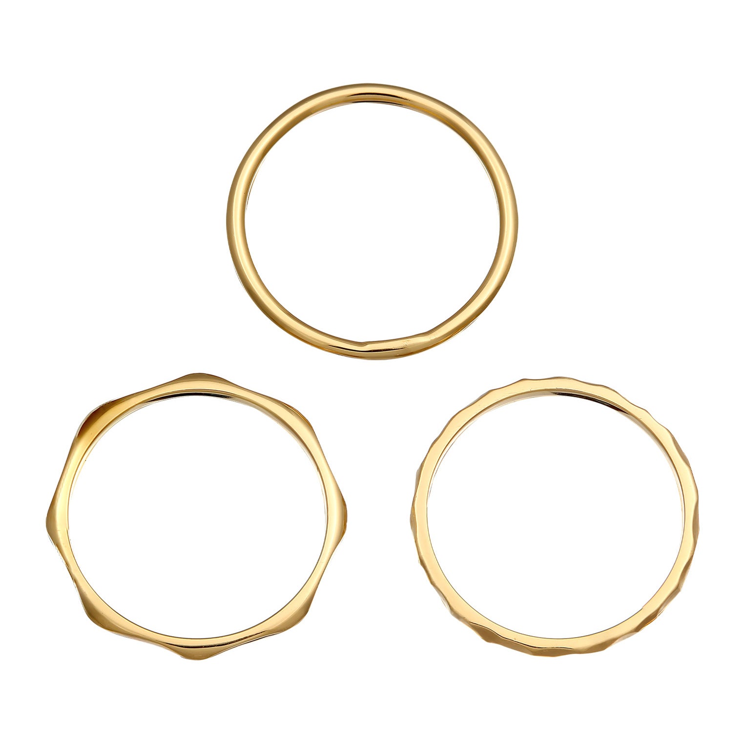 Gold - Elli | Bandring 3er Set | 925er Sterling Silber