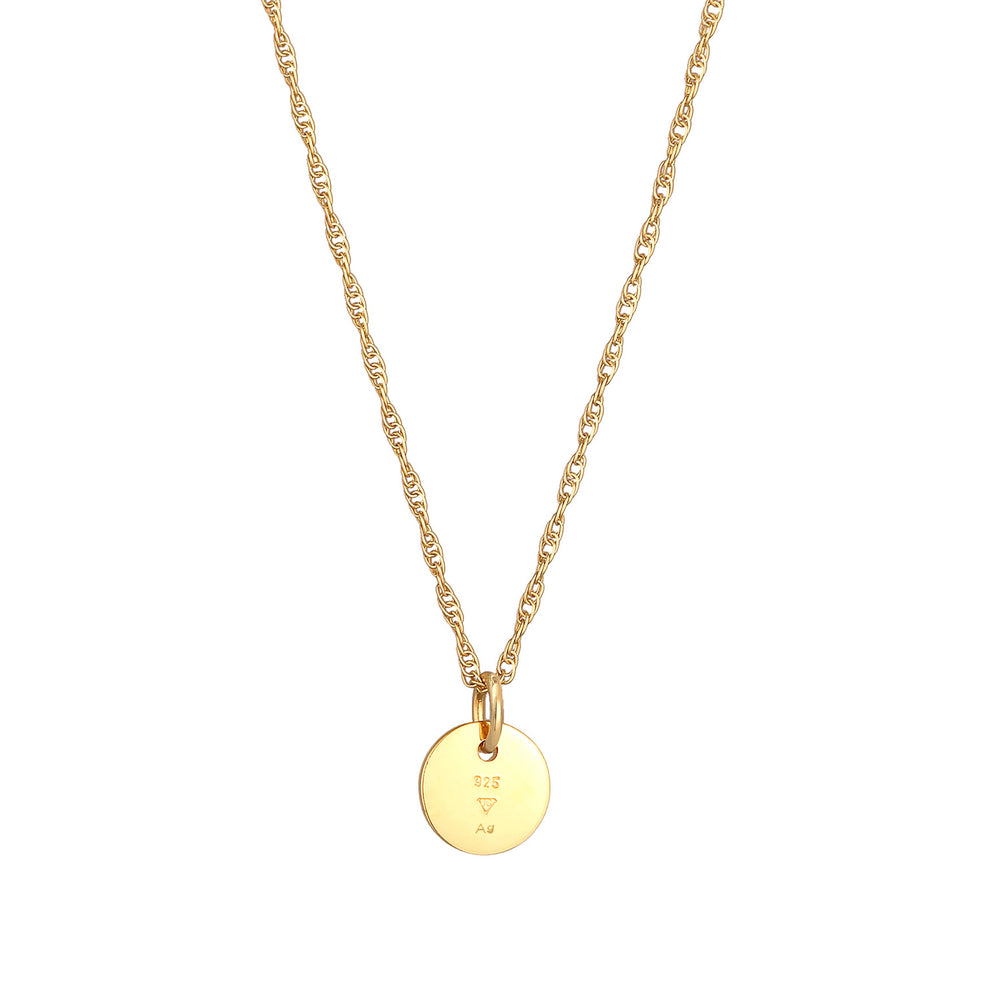 Gold - Elli | Gliederkette Plättchen Coin | 925er Sterling Silber vergoldet