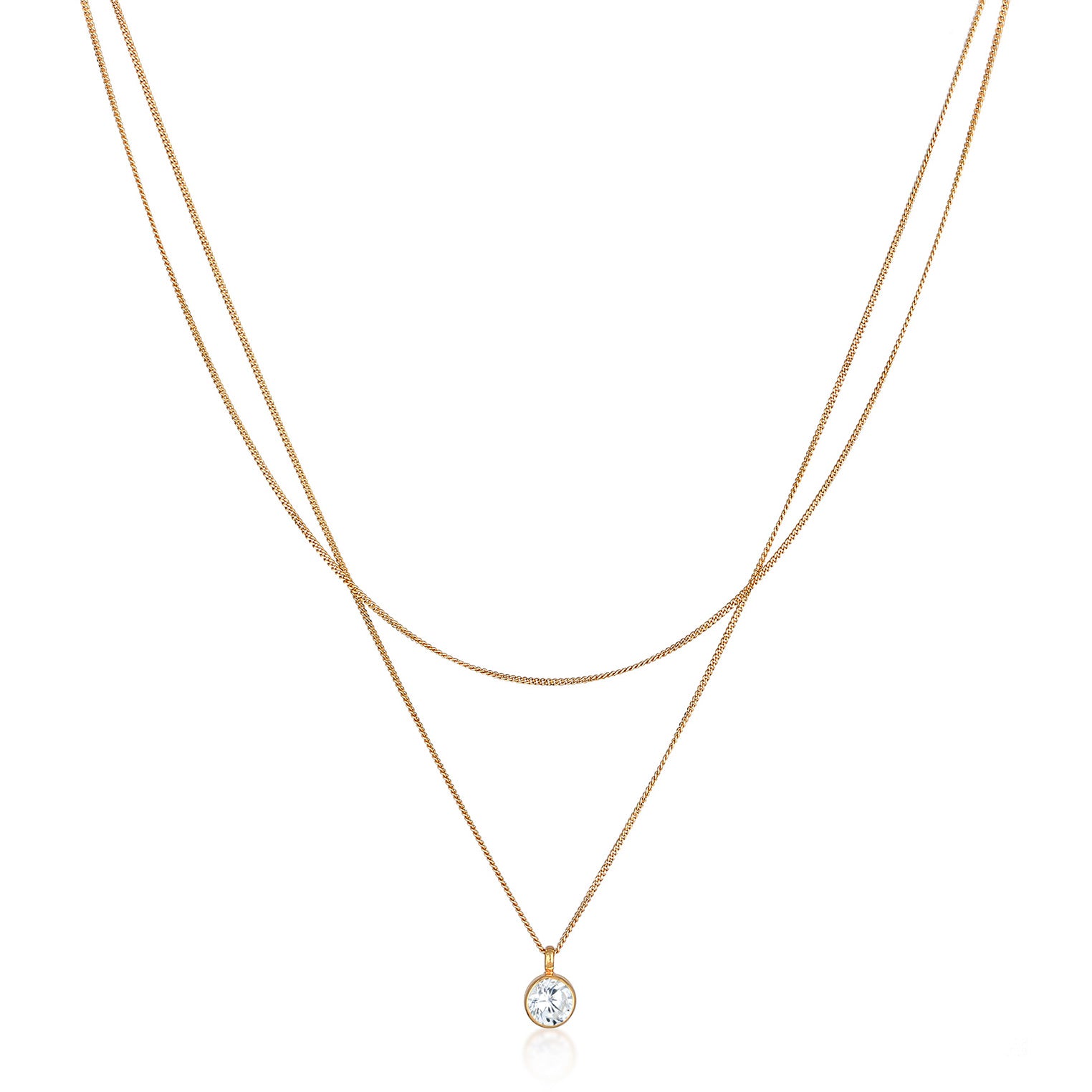 Gold - Elli | Layer-Halskette | Zirkonia (Weiß) | 925er Sterling Silber