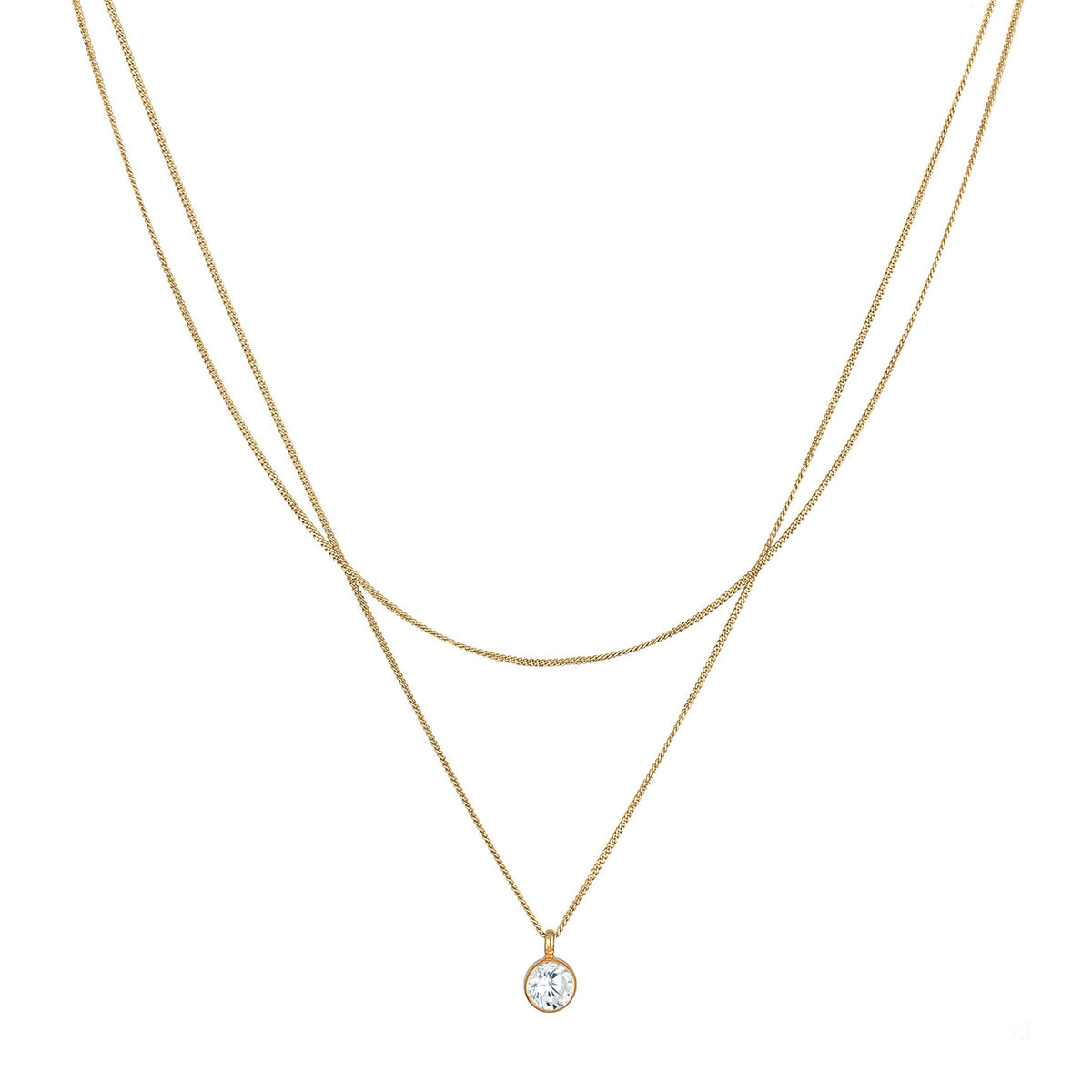 Gold - Elli | Layer-Halskette | Zirkonia (Weiß) | 925er Sterling Silber