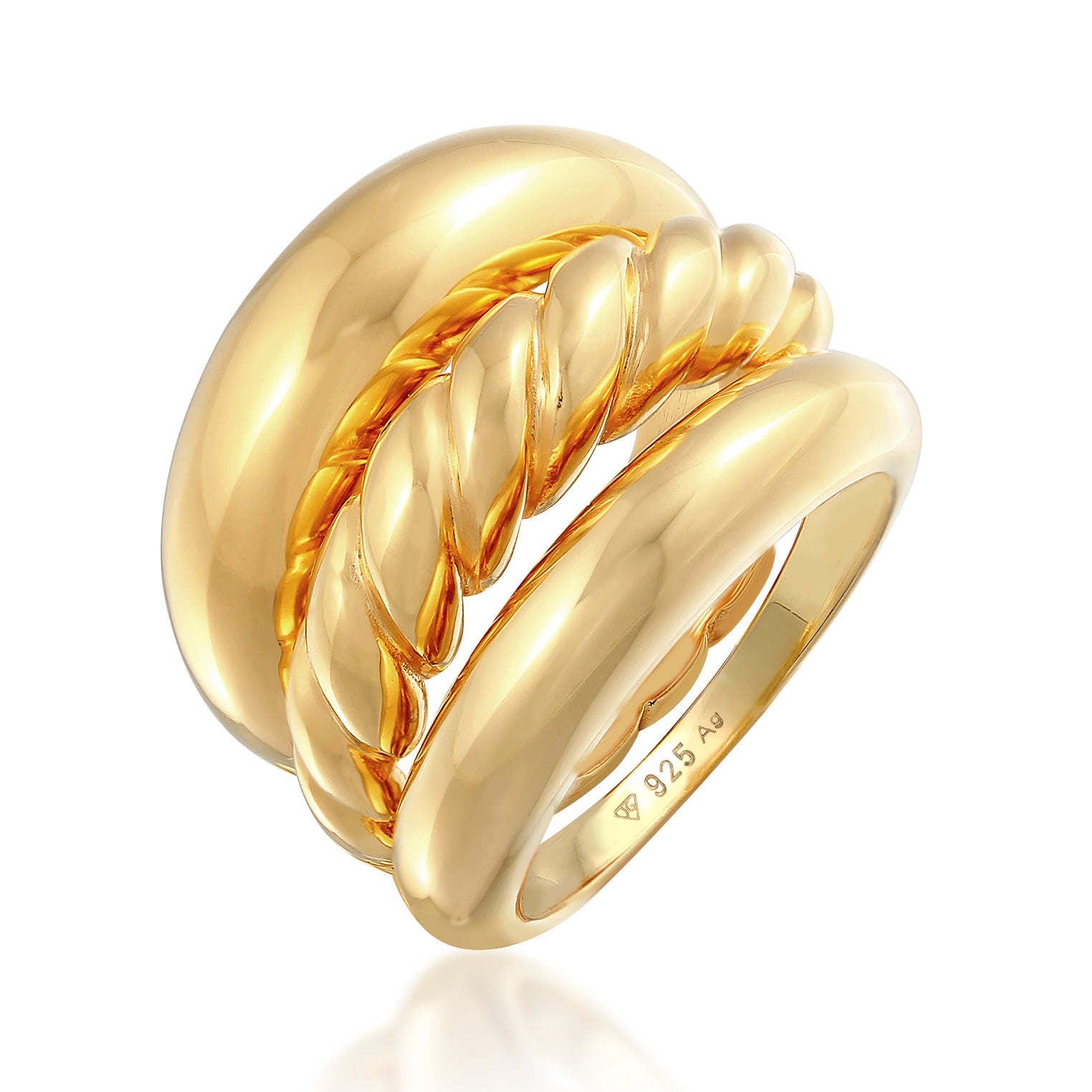 Gold - Elli PREMIUM | Bandring Set | 925er Sterling Silber Vergoldet