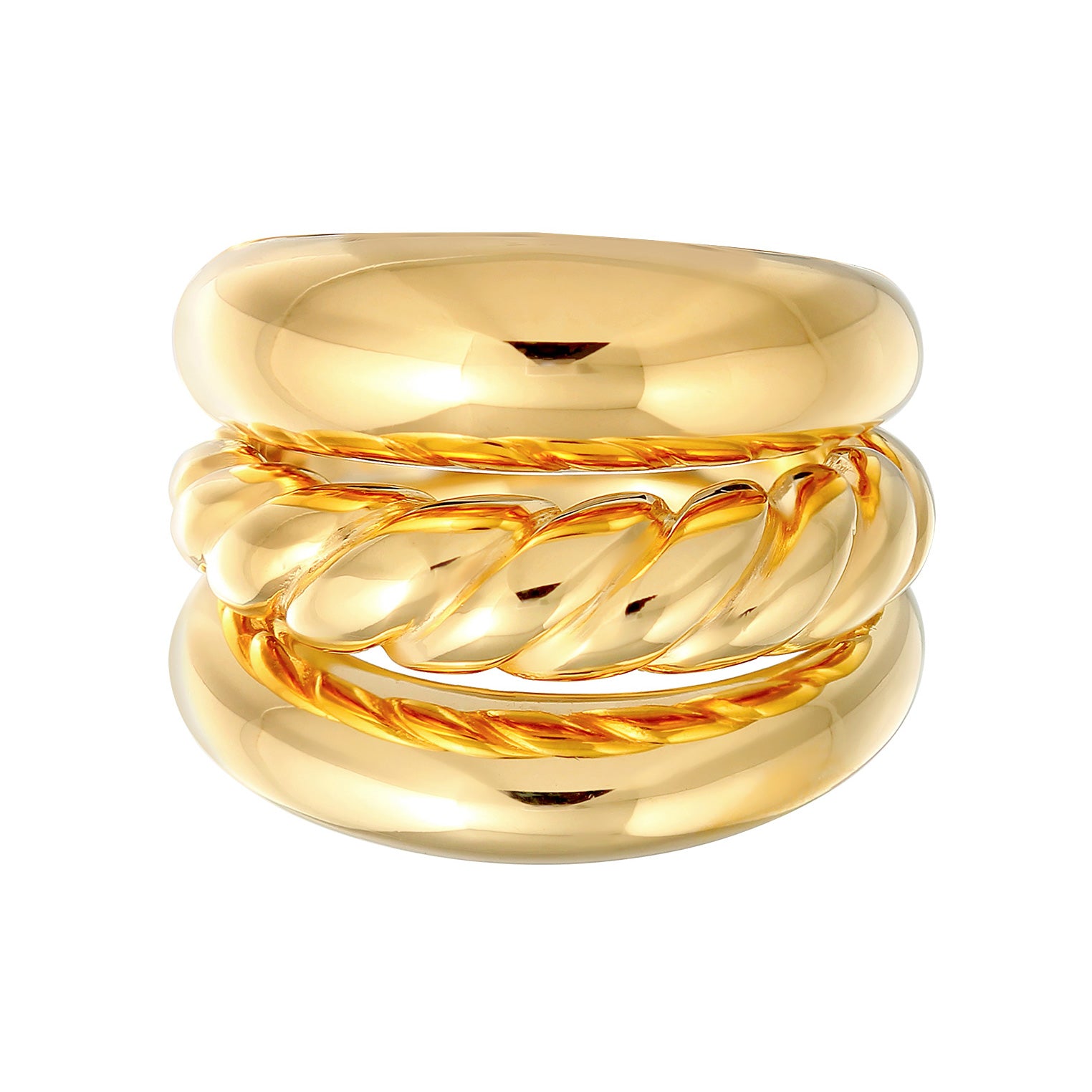 Gold - Elli PREMIUM | Bandring Set | 925er Sterling Silber Vergoldet