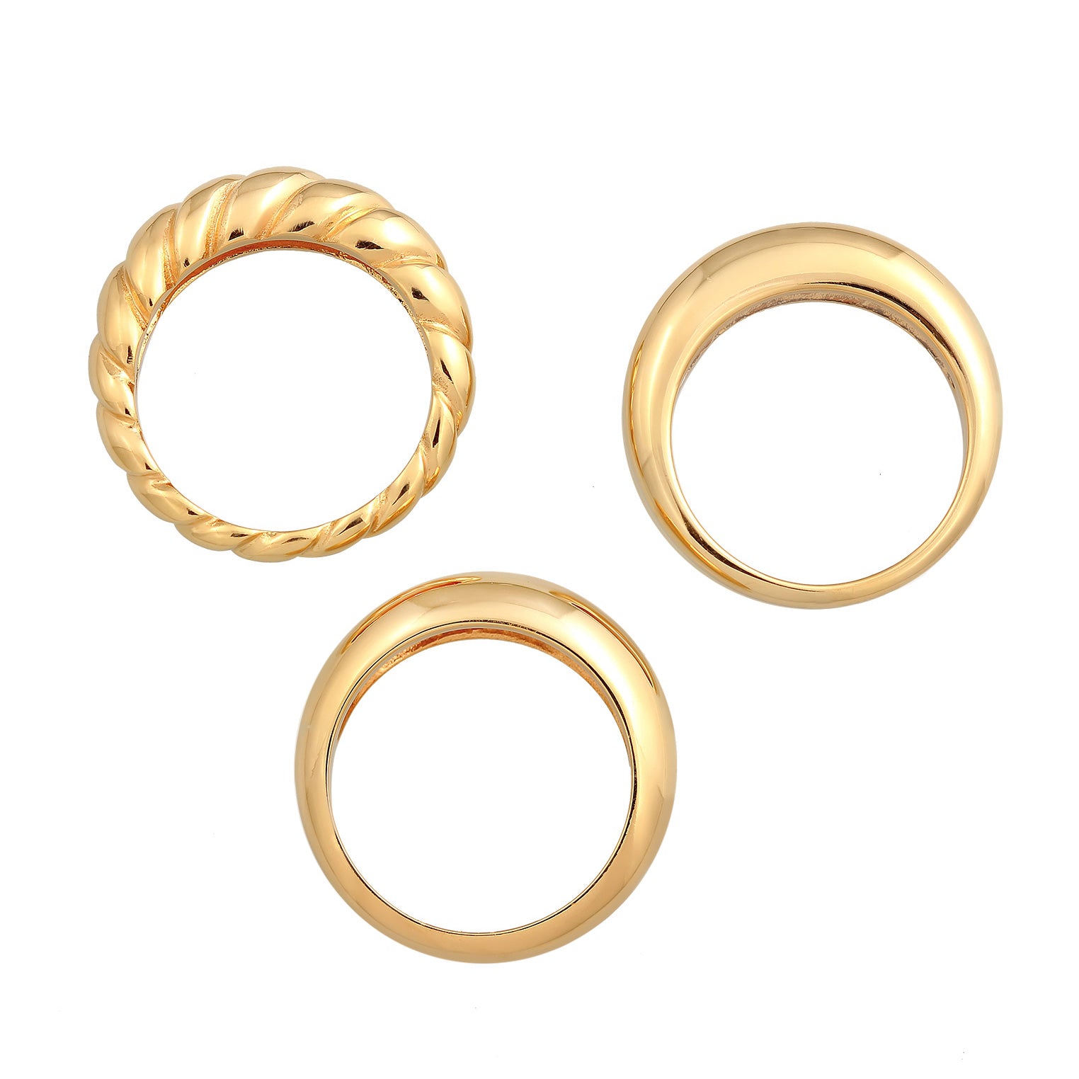 Gold - Elli PREMIUM | Bandring Set | 925er Sterling Silber Vergoldet