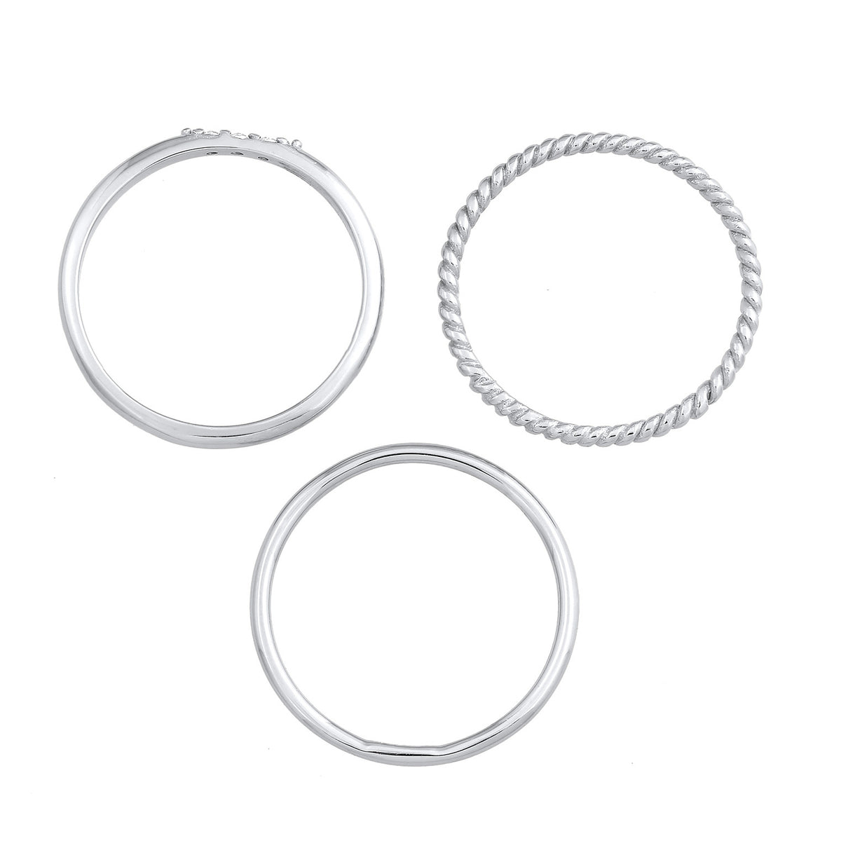 Silber - Elli | Stapelring Set | Zirkonia (Weiß) | 925er Sterling Silber