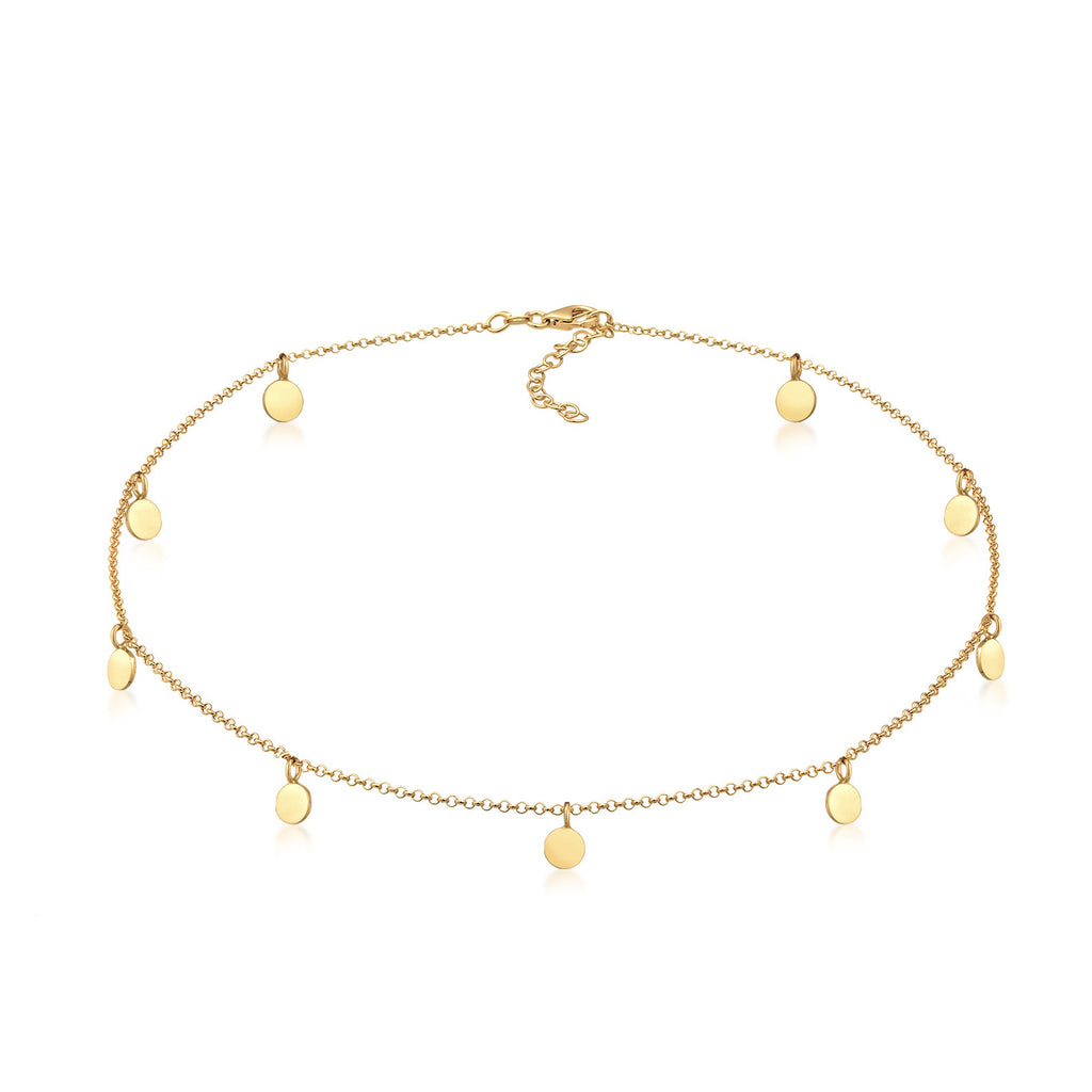 Gold - Elli | Choker Plättchen | 925er Sterling Silber vergoldet