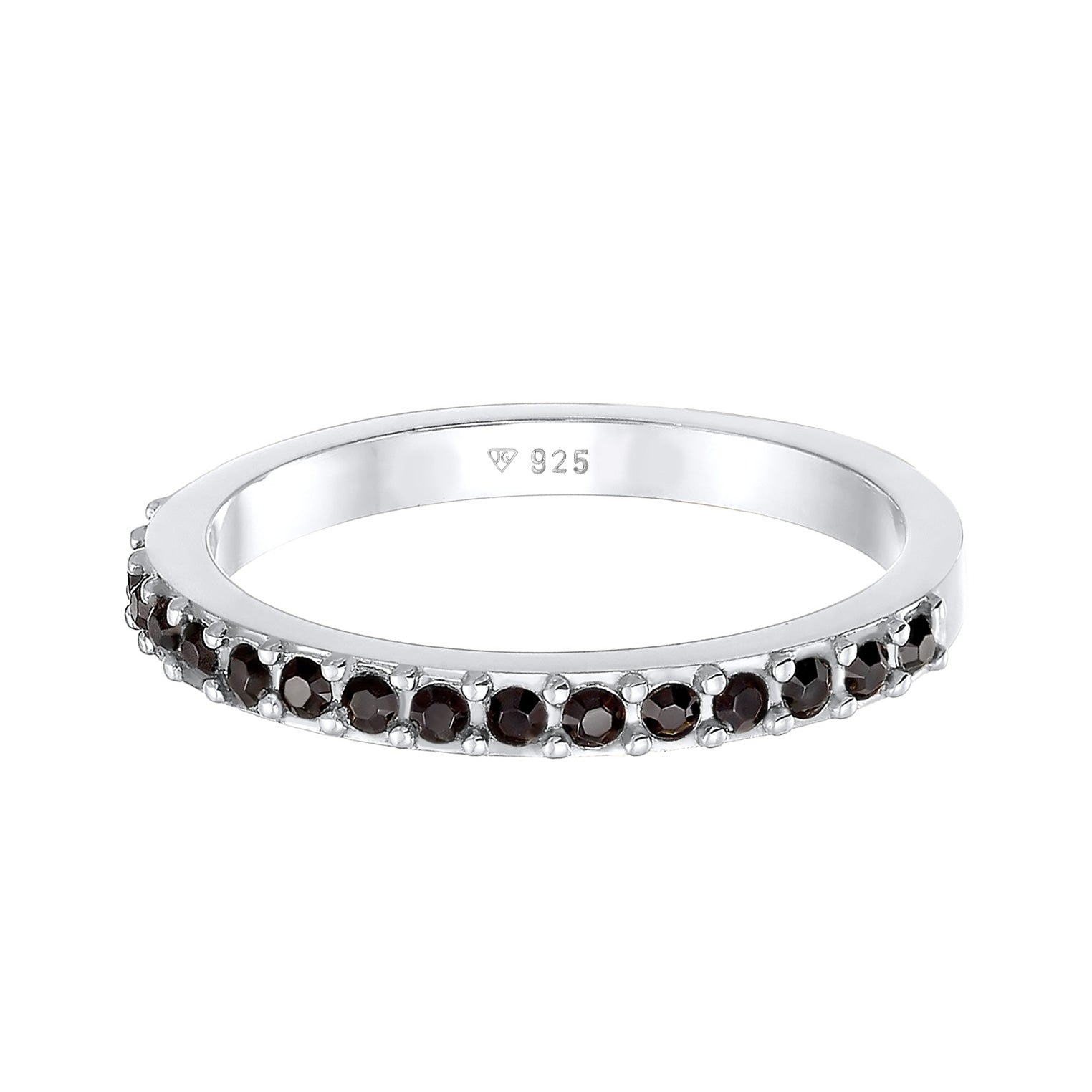 Silber - Elli | Bandring Memoire | Mit Kristallen von Swarovski® (Schwarz) | 925er Sterling Silber