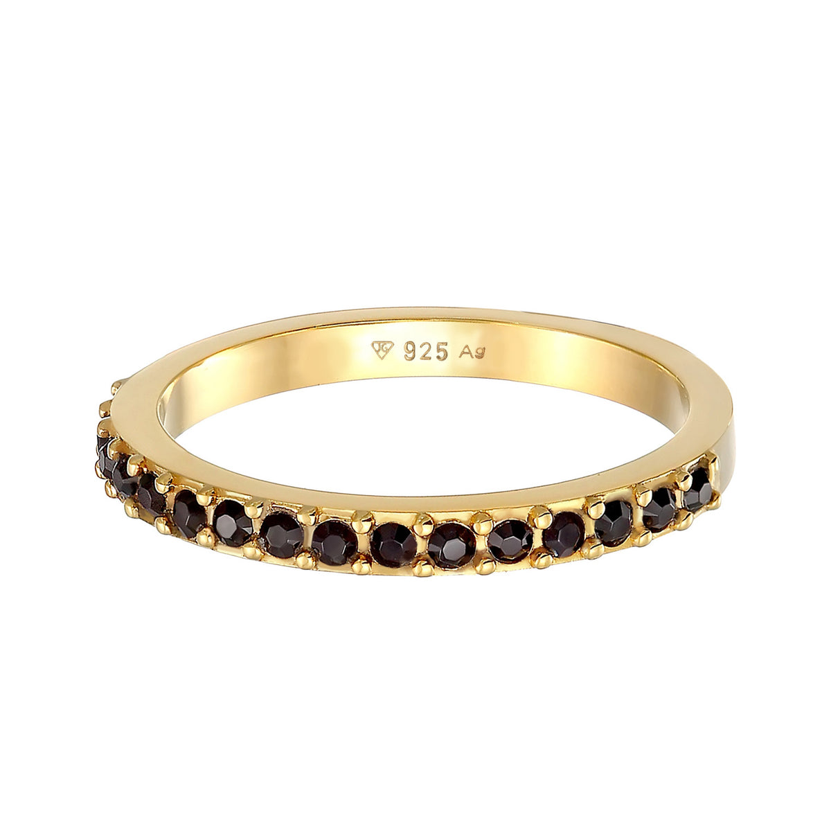 Gold - Elli | Bandring Memoire | Mit Kristallen von Swarovski® (Schwarz) | 925er Sterling Silber
