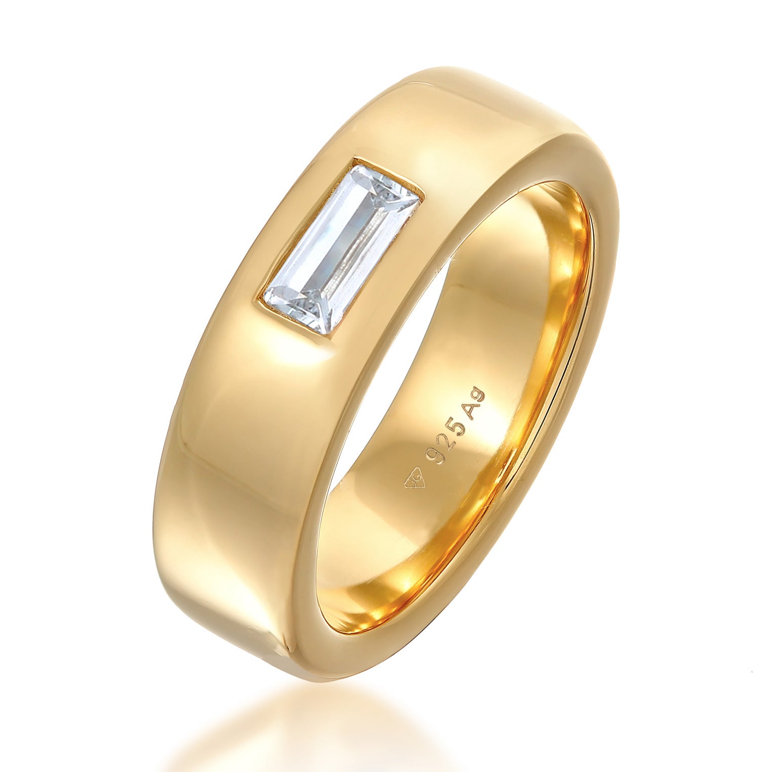 Gold - Elli PREMIUM | Bandring Elegant | Topas (weiß) | 925er Sterling Silber