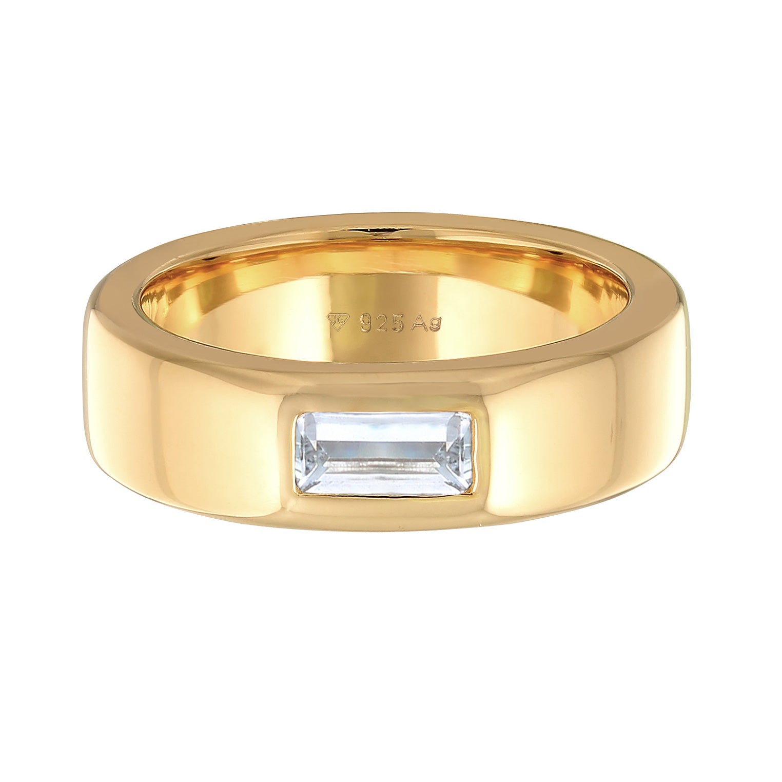 Gold - Elli PREMIUM | Bandring Elegant | Topas (weiß) | 925er Sterling Silber