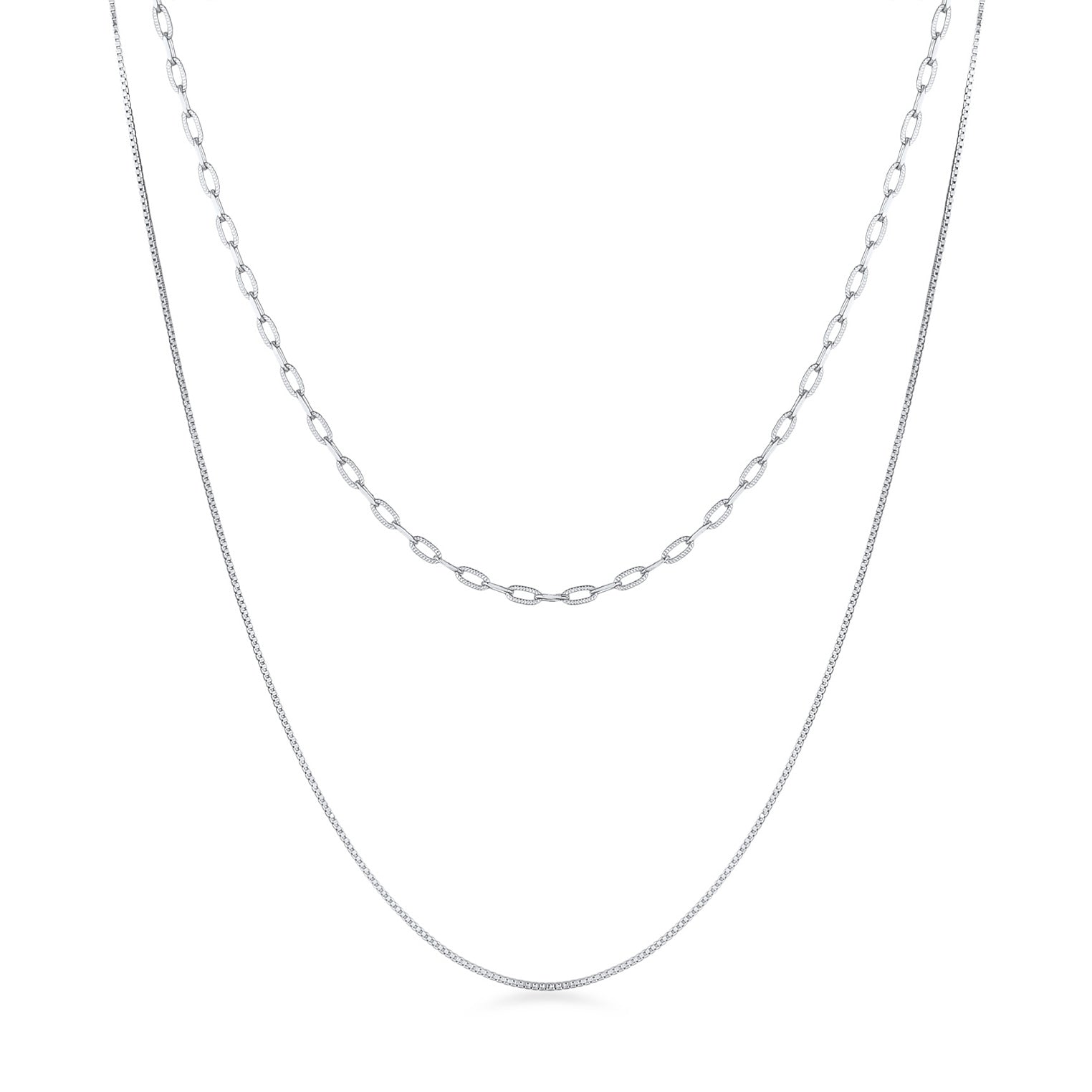 Silber - Elli | Glieder-Halskette Layer | 925er Sterling Silber
