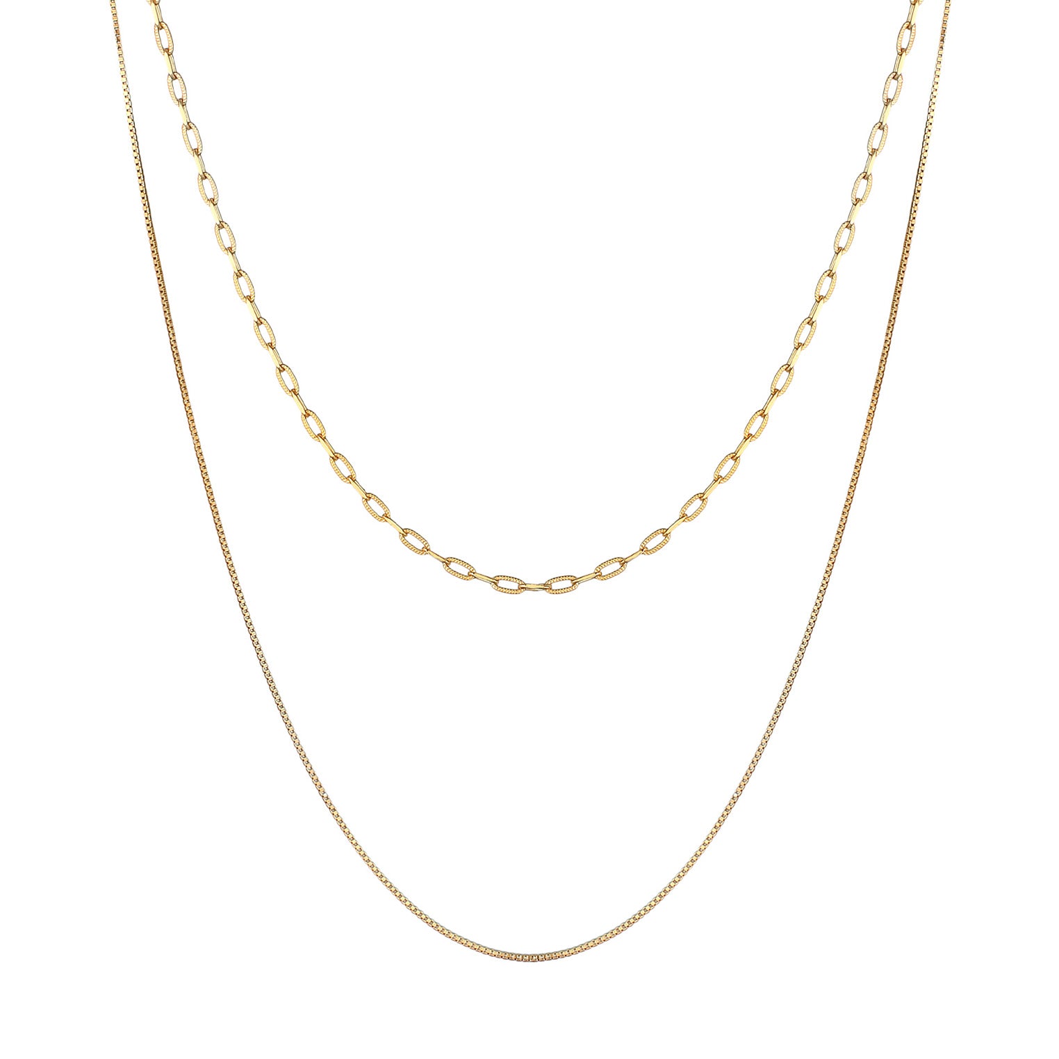 Gold - Elli | Gliederhalskette Layer | 925er Sterling Silber