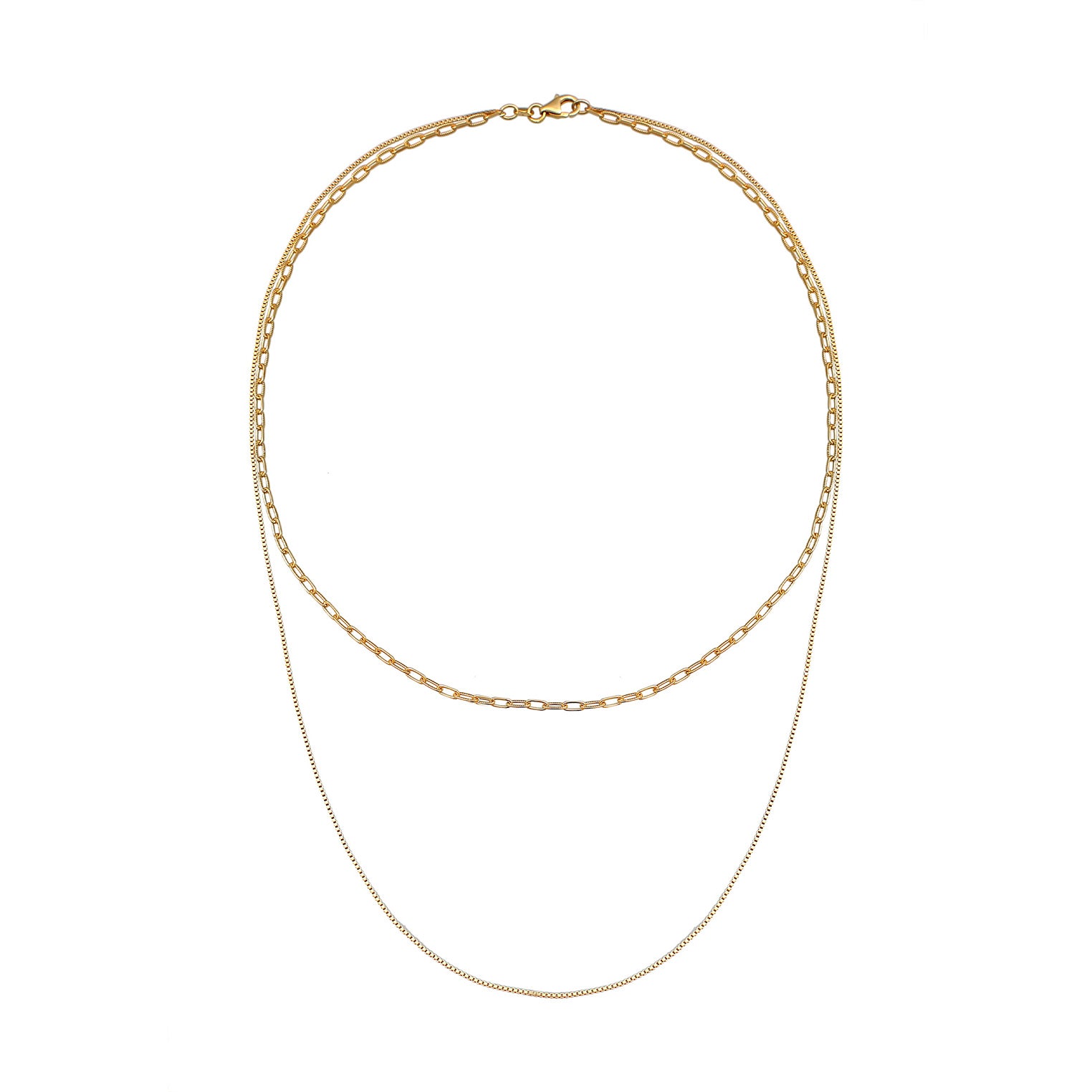 Gold - Elli | Gliederhalskette Layer | 925er Sterling Silber