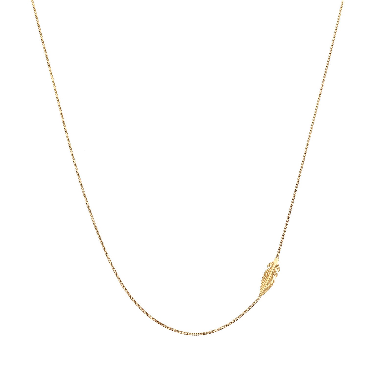 Gold - Elli | Halskette Feder Boho | 925er Sterling Silber