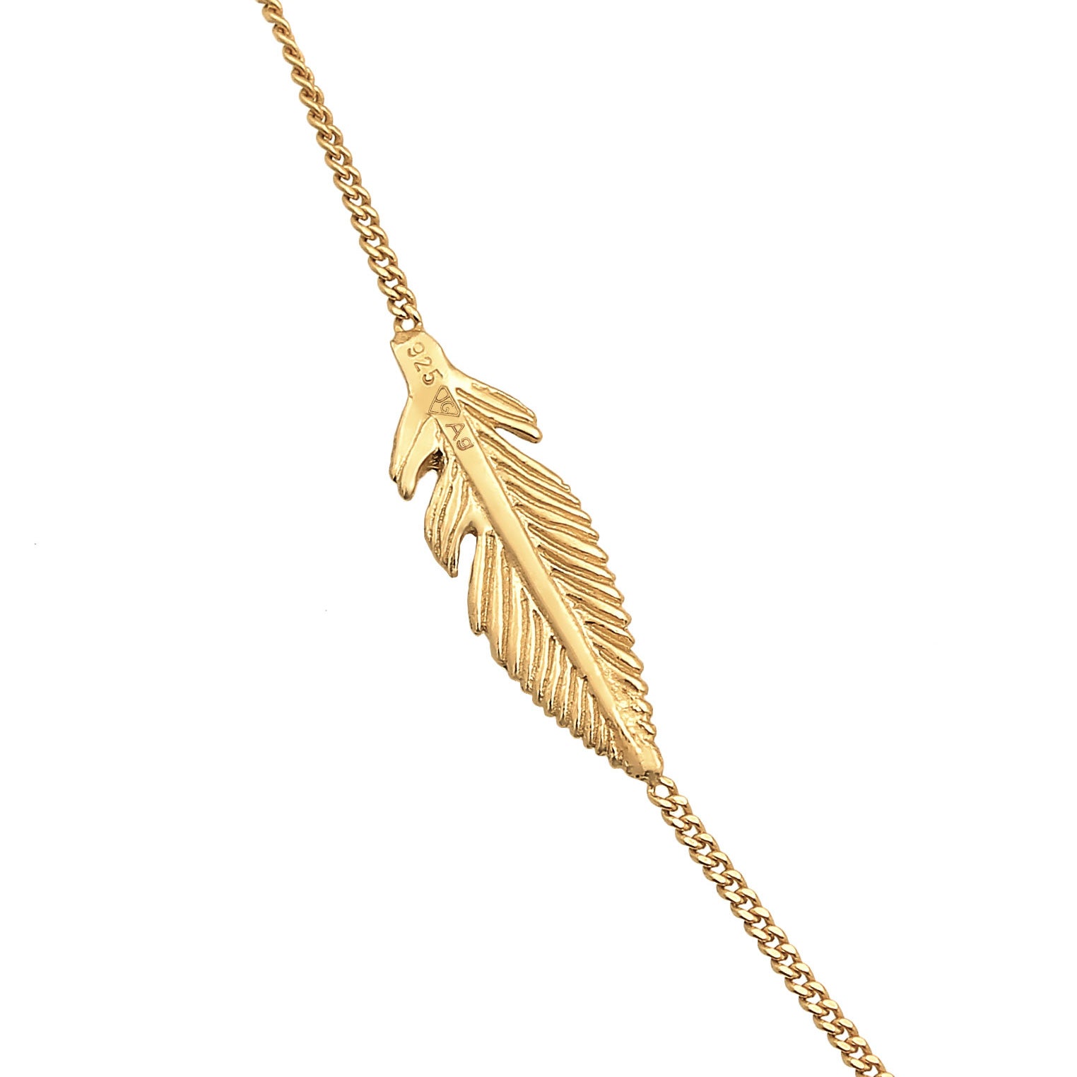 Gold - Elli | Halskette Feder Boho | 925er Sterling Silber