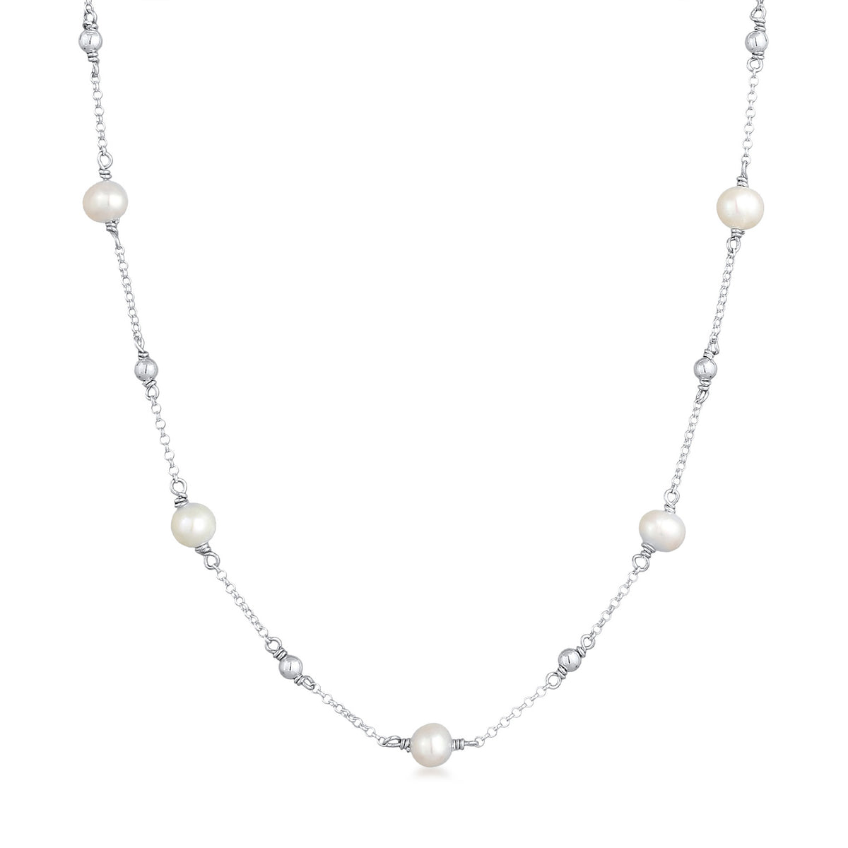 Silber - Elli | Halskette Kugel | Süßwasserperle | 925 Sterling Silber