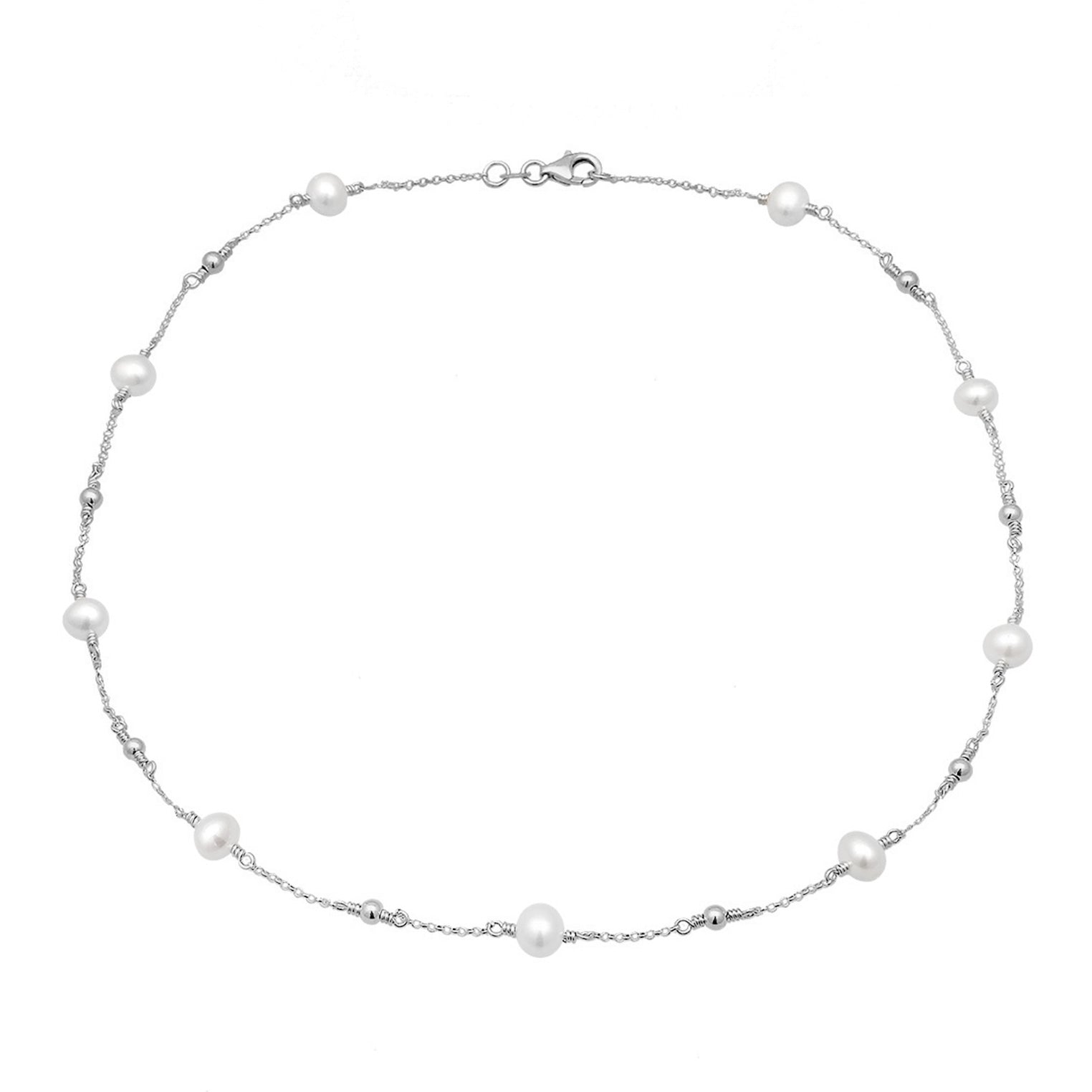 Silber - Elli | Halskette Kugel | Süßwasserperle | 925 Sterling Silber