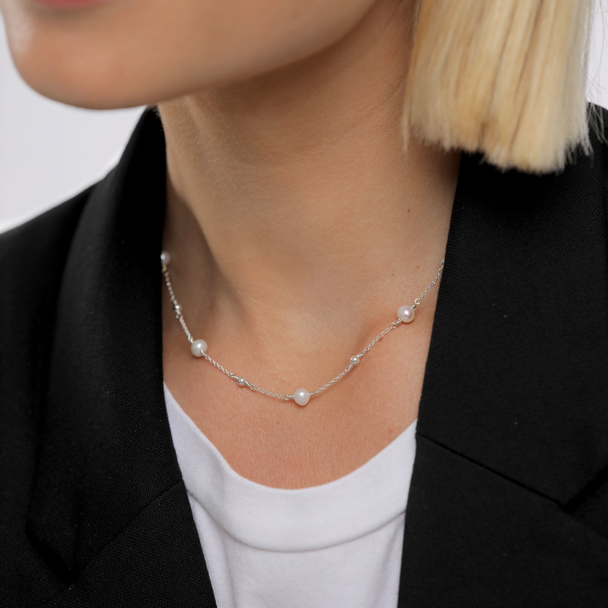 Silber - Elli | Halskette Kugel | Süßwasserperle | 925 Sterling Silber