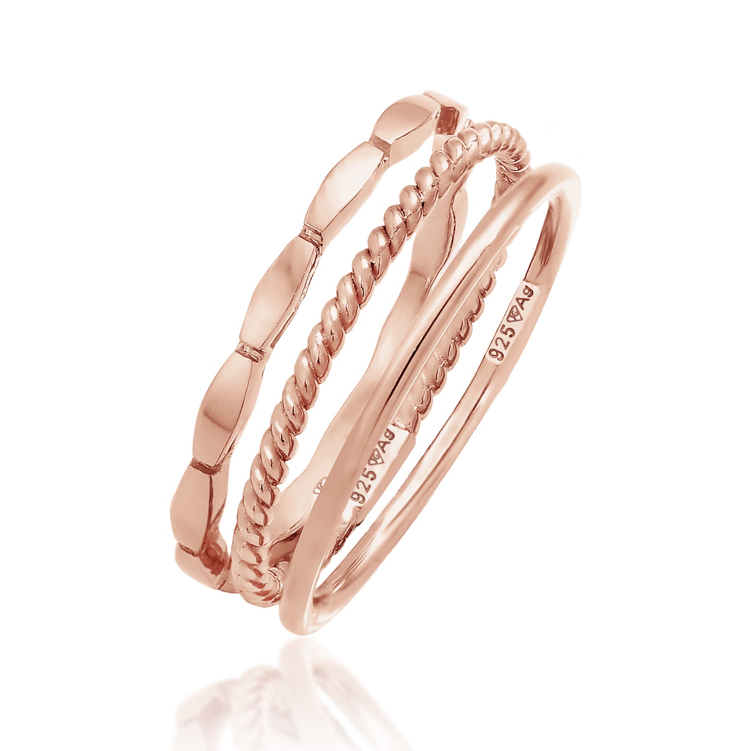 Roségold - Elli | Ringset Geo | 925 Sterling Silber Rosévergoldet