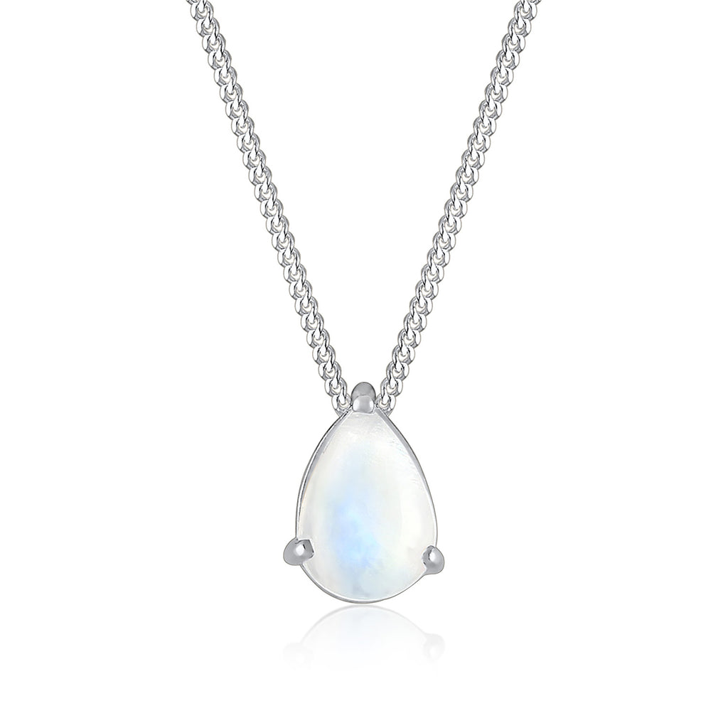 Silber - Elli | Halskette | Mondstein (Weiß) | 925 Sterling Silber