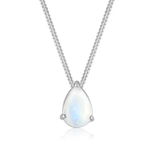 Silber - Elli | Halskette | Mondstein (Weiß) | 925 Sterling Silber