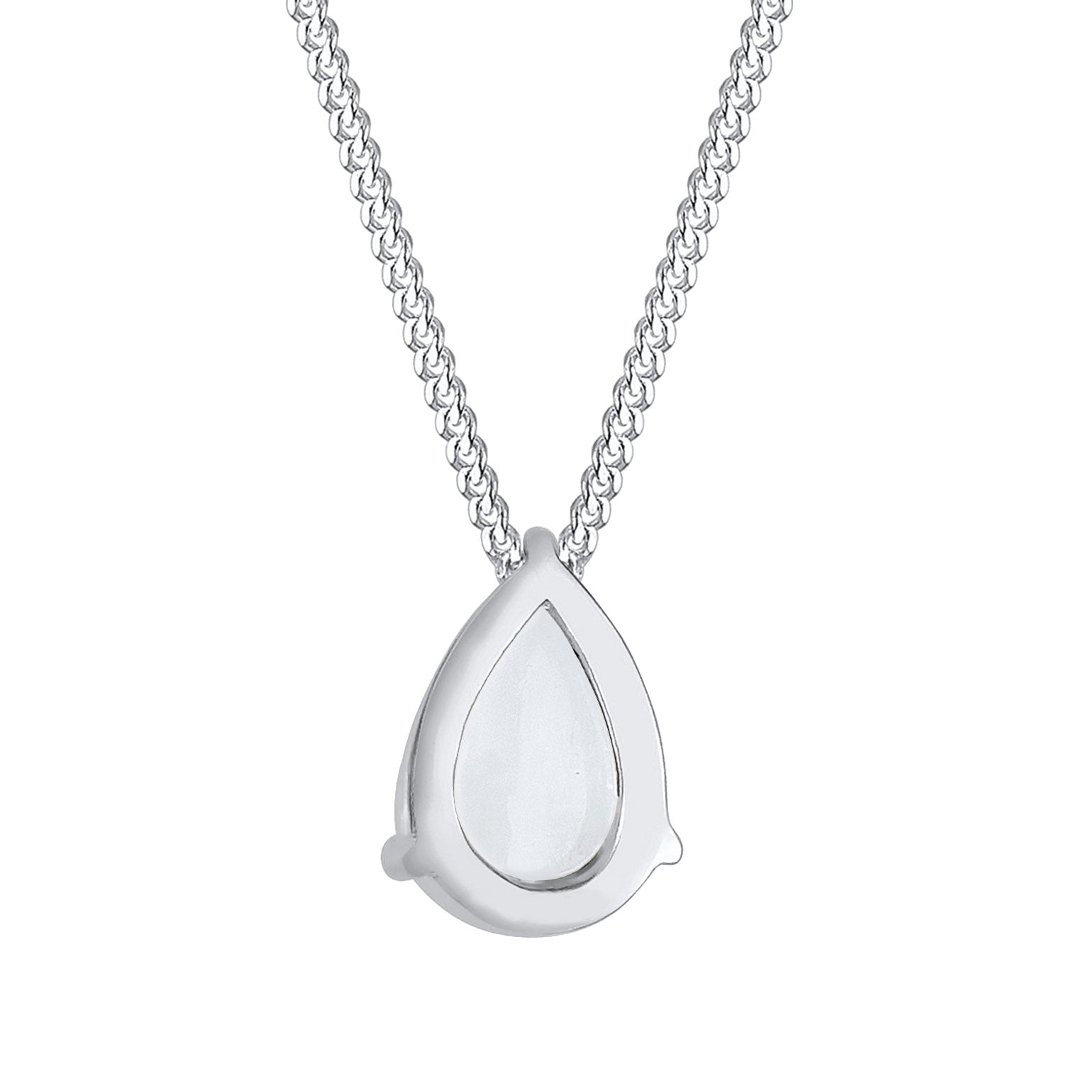 Silber - Elli | Halskette | Mondstein (Weiß) | 925 Sterling Silber