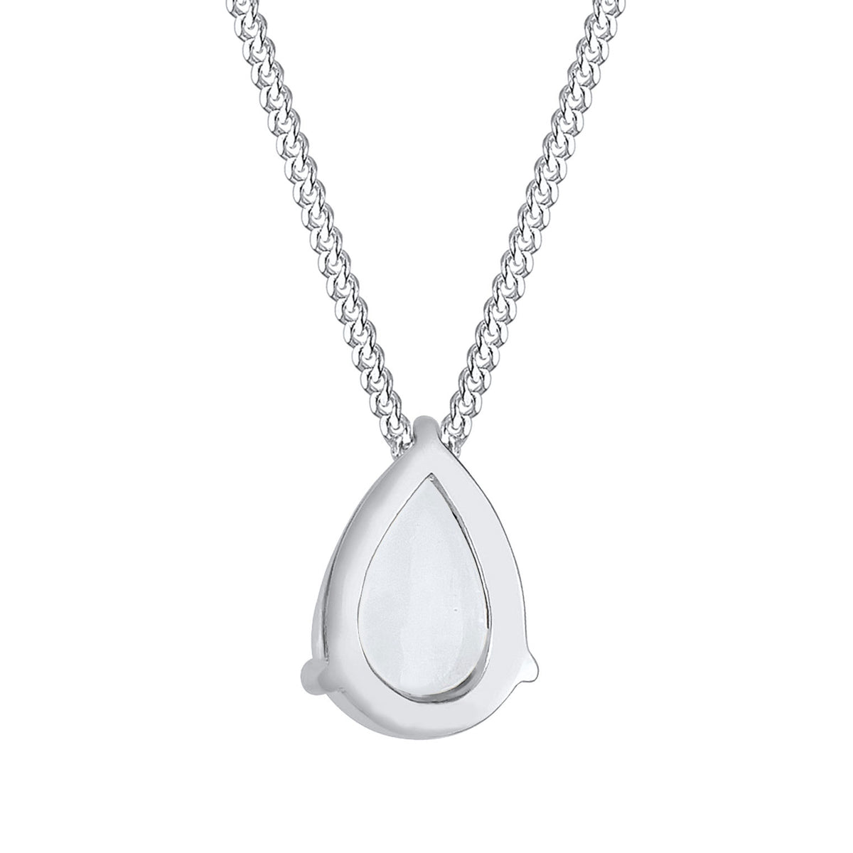 Silber - Elli | Halskette | Mondstein (Weiß) | 925 Sterling Silber