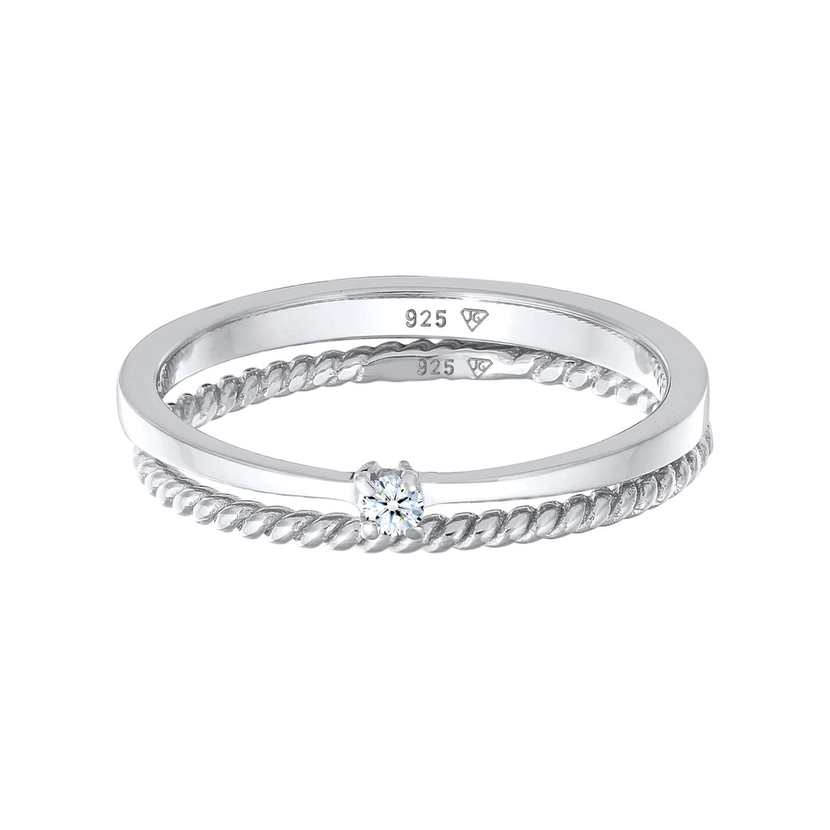 Silber - Elli DIAMONDS | Ring-Set Verlobung | Diamant (weiß, 0.03 ct.) | 925er Sterling Silber