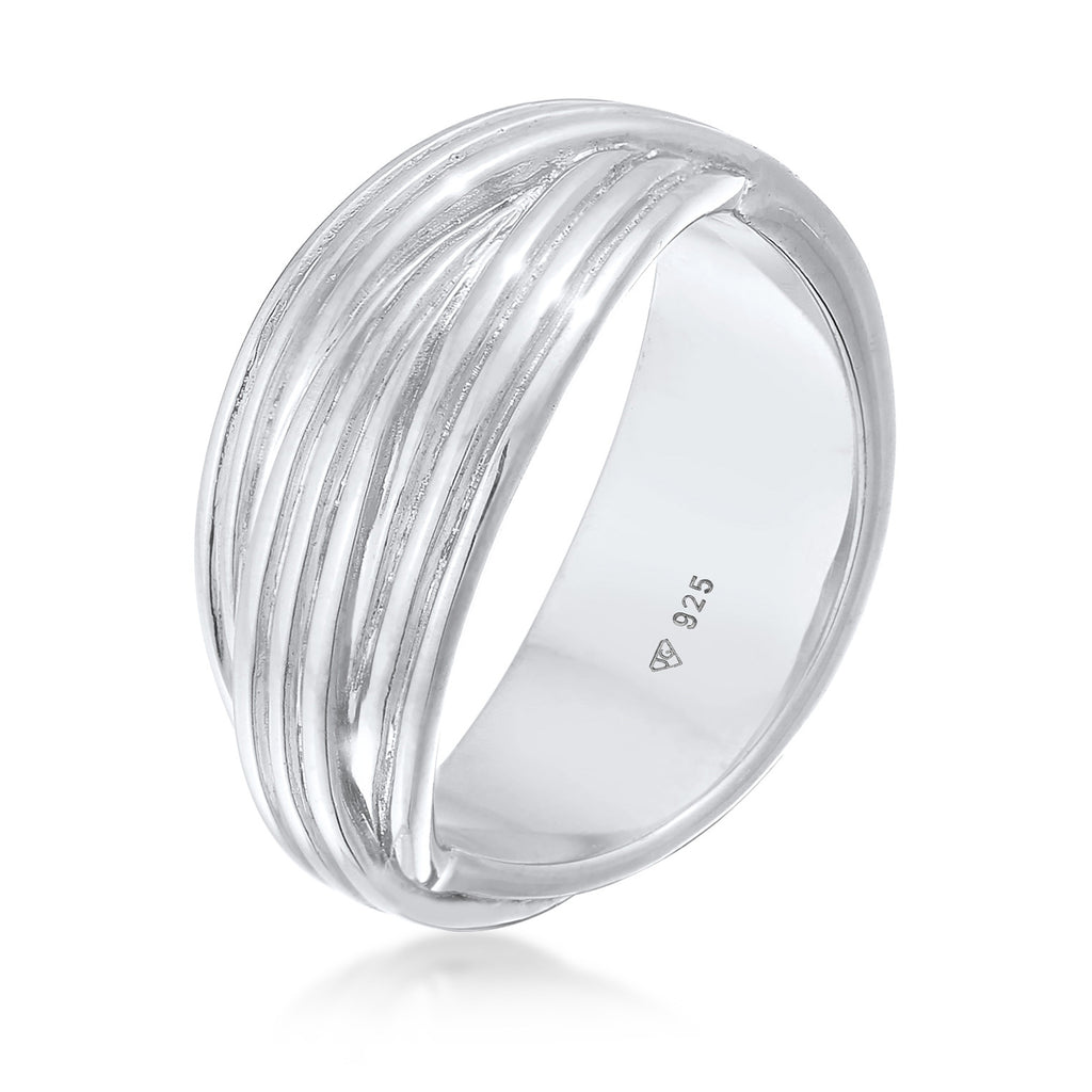 Silber - Elli PREMIUM | Wickelring Rillen | 925er Sterling Silber