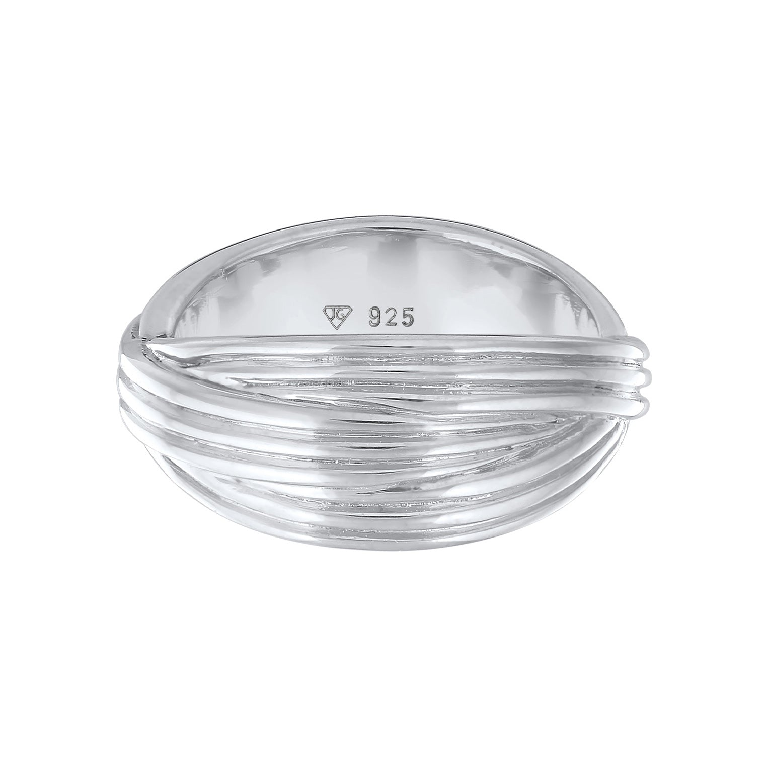 Silber - Elli PREMIUM | Wickelring Gerillt Modern 925 Silber rhodiniert