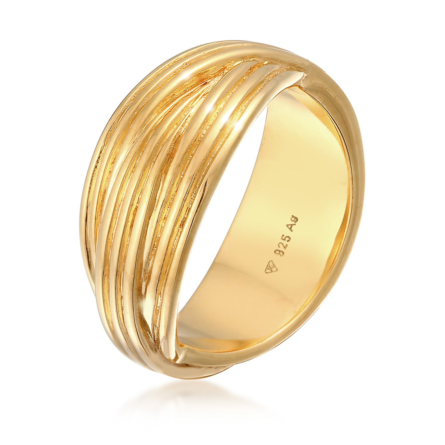 Gold - Elli PREMIUM | Wickelring Rillen | 925er Sterling Silber