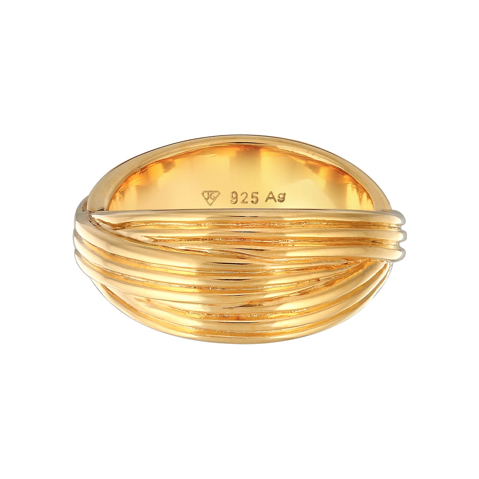 Gold - Elli PREMIUM | Wickelring Rillen | 925er Sterling Silber