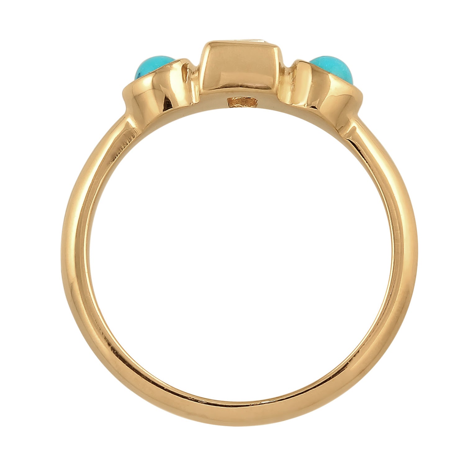 Gold - Elli PREMIUM | Ring Verlobung | Topas (weiß), Howlith (türkis) | 925er Sterling Silber