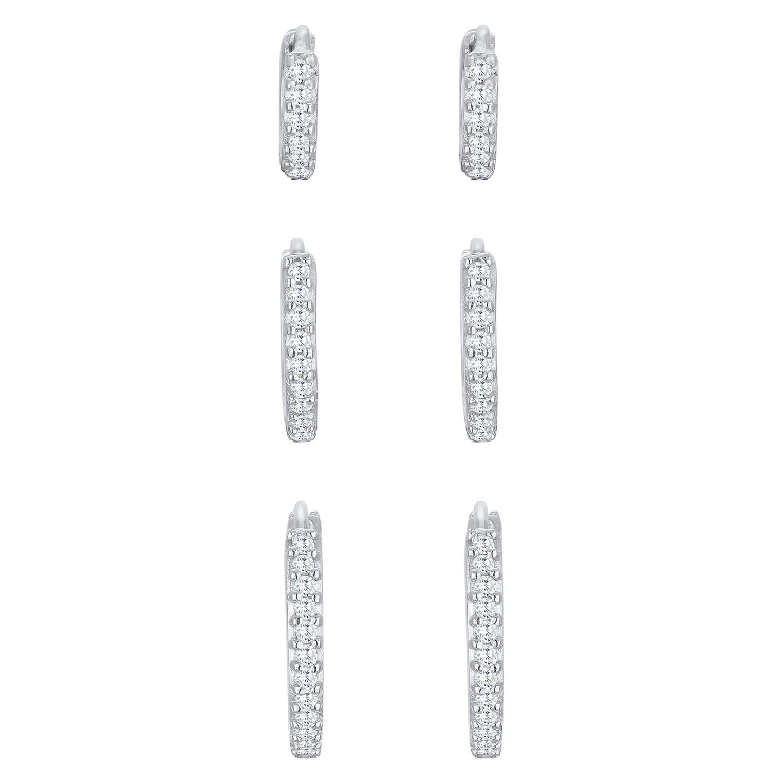 Creolen Zirkonia 3er Set 925 Silber rhodiniert – Elli Jewelry