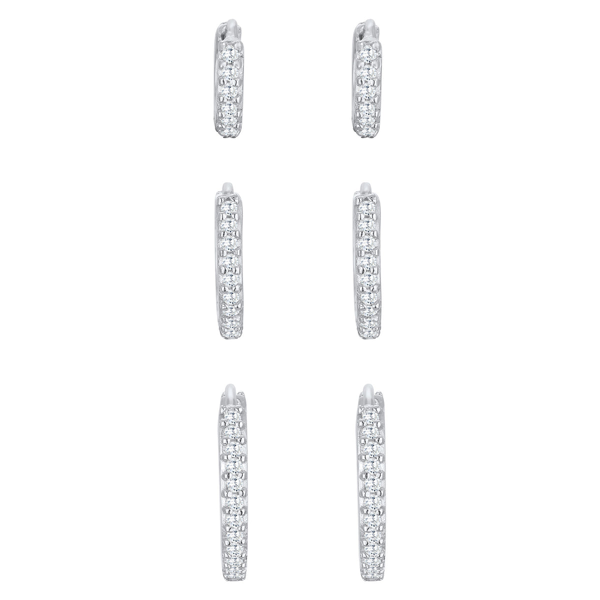 Silber - Elli PREMIUM | Creolen 3er Set | Zirkonia (weiß) | 925er Sterling Silber