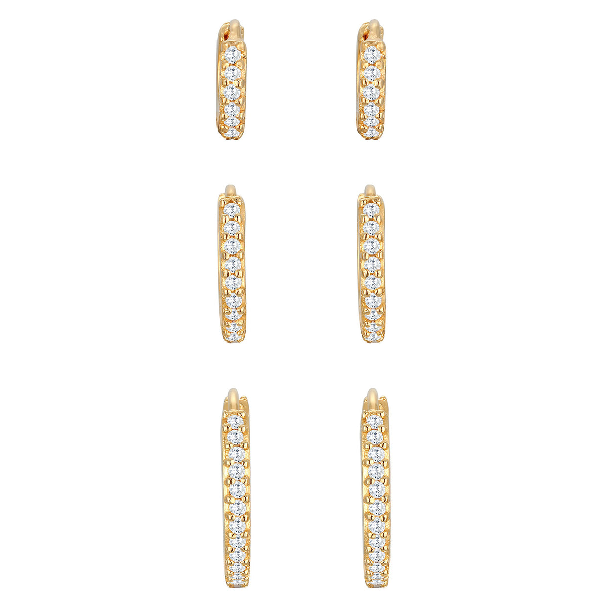 Gold - Elli PREMIUM | Creolen 3er Set | Zirkonia (weiß) | 925er Sterling Silber